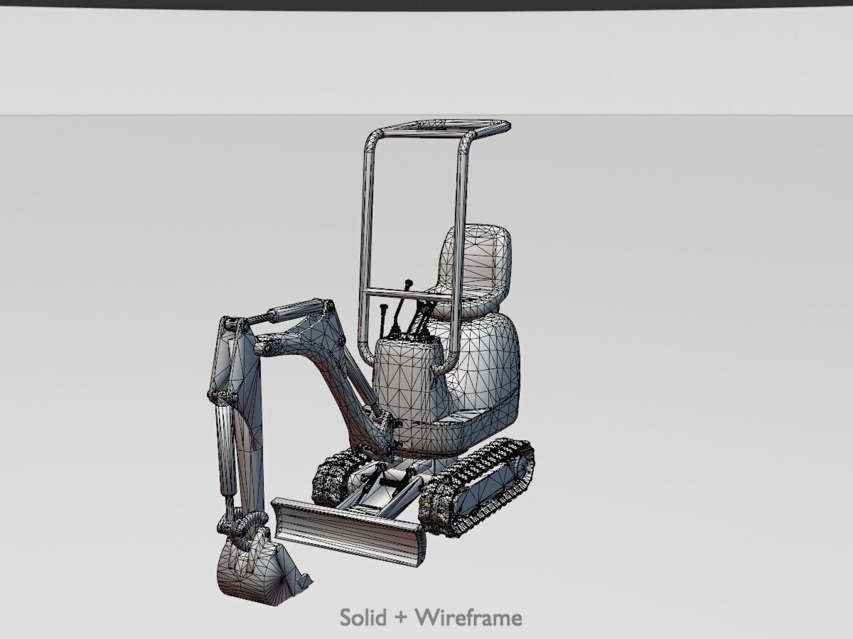 Mini-Digger Red Low-poly 3D model_12