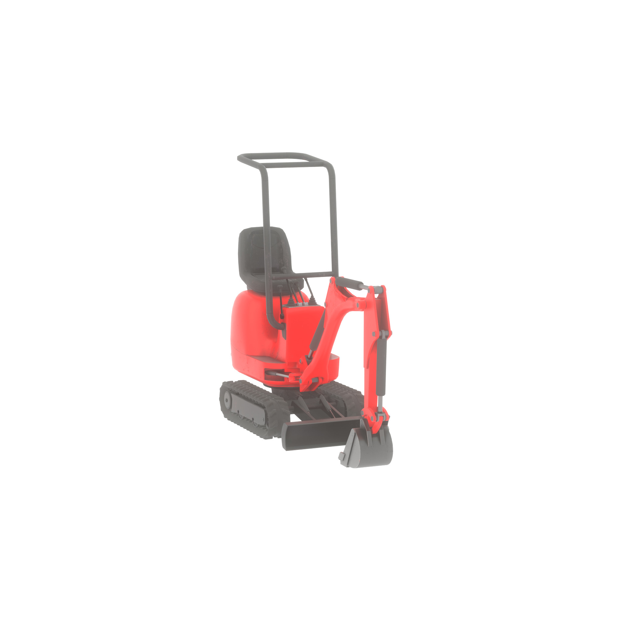 Mini-Digger Red Low-poly 3D model_34