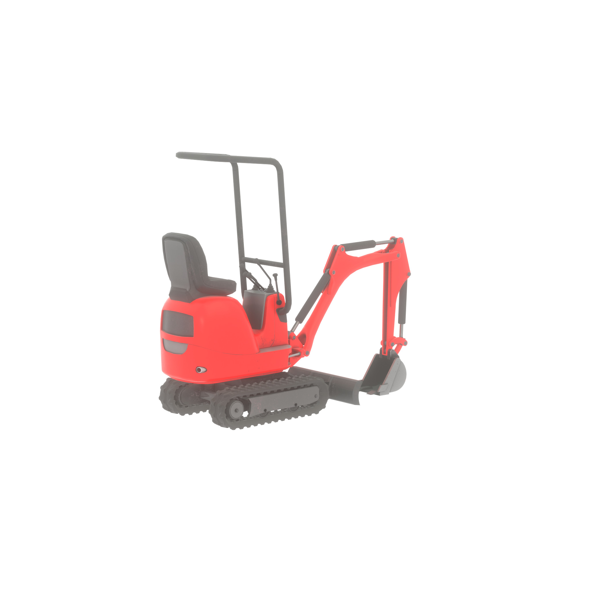 Mini-Digger Red Low-poly 3D model_55