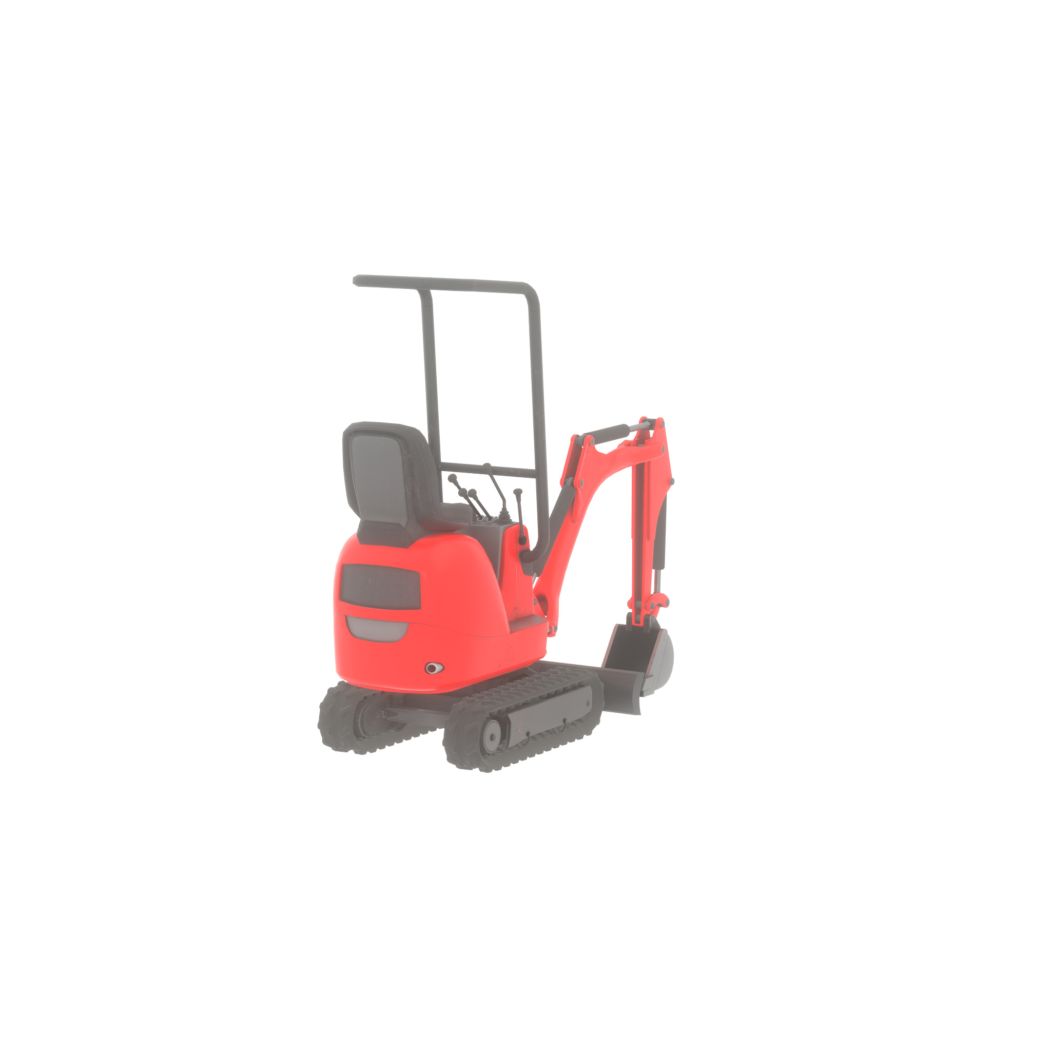 Mini-Digger Red Low-poly 3D model_44