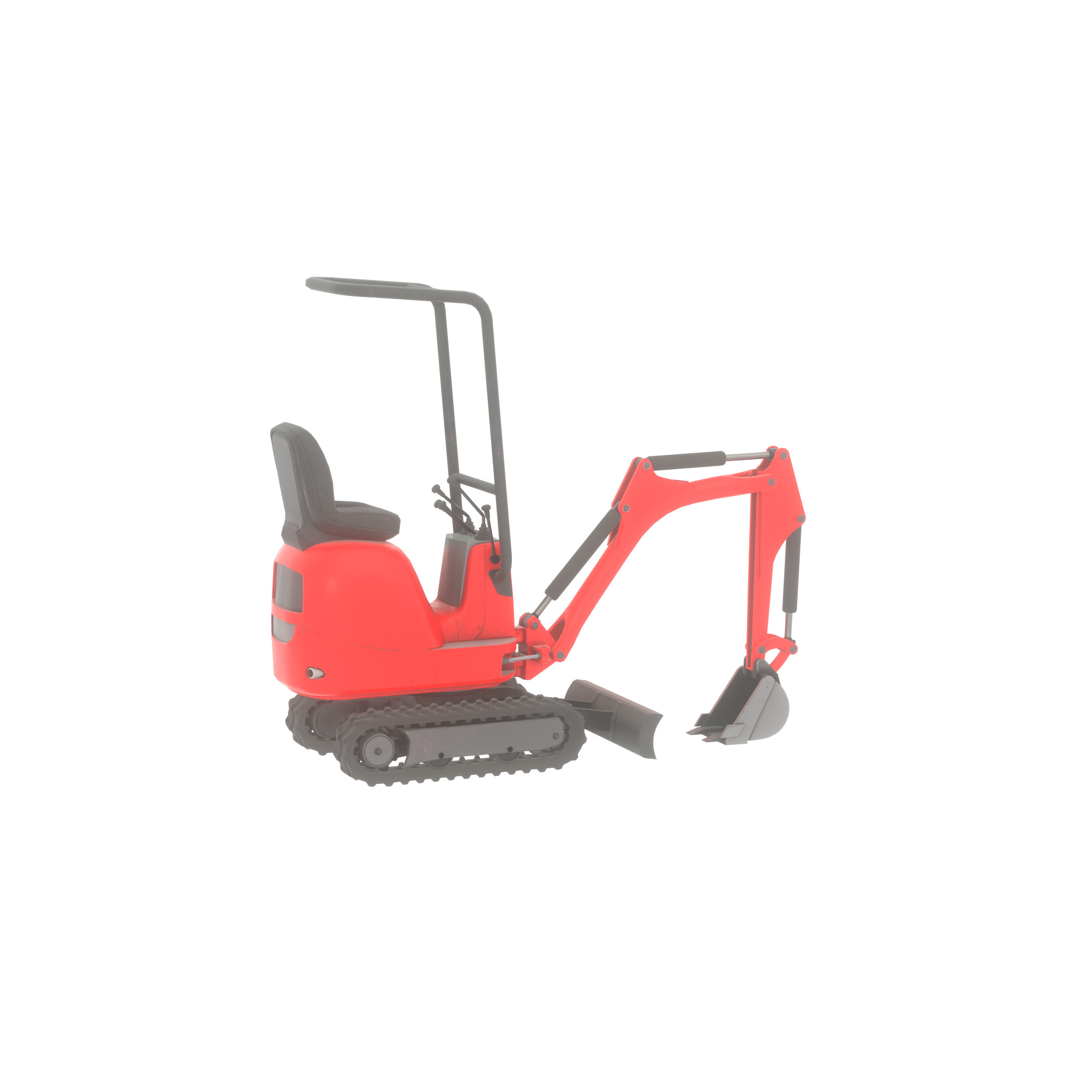 Mini-Digger Red Low-poly 3D model_58