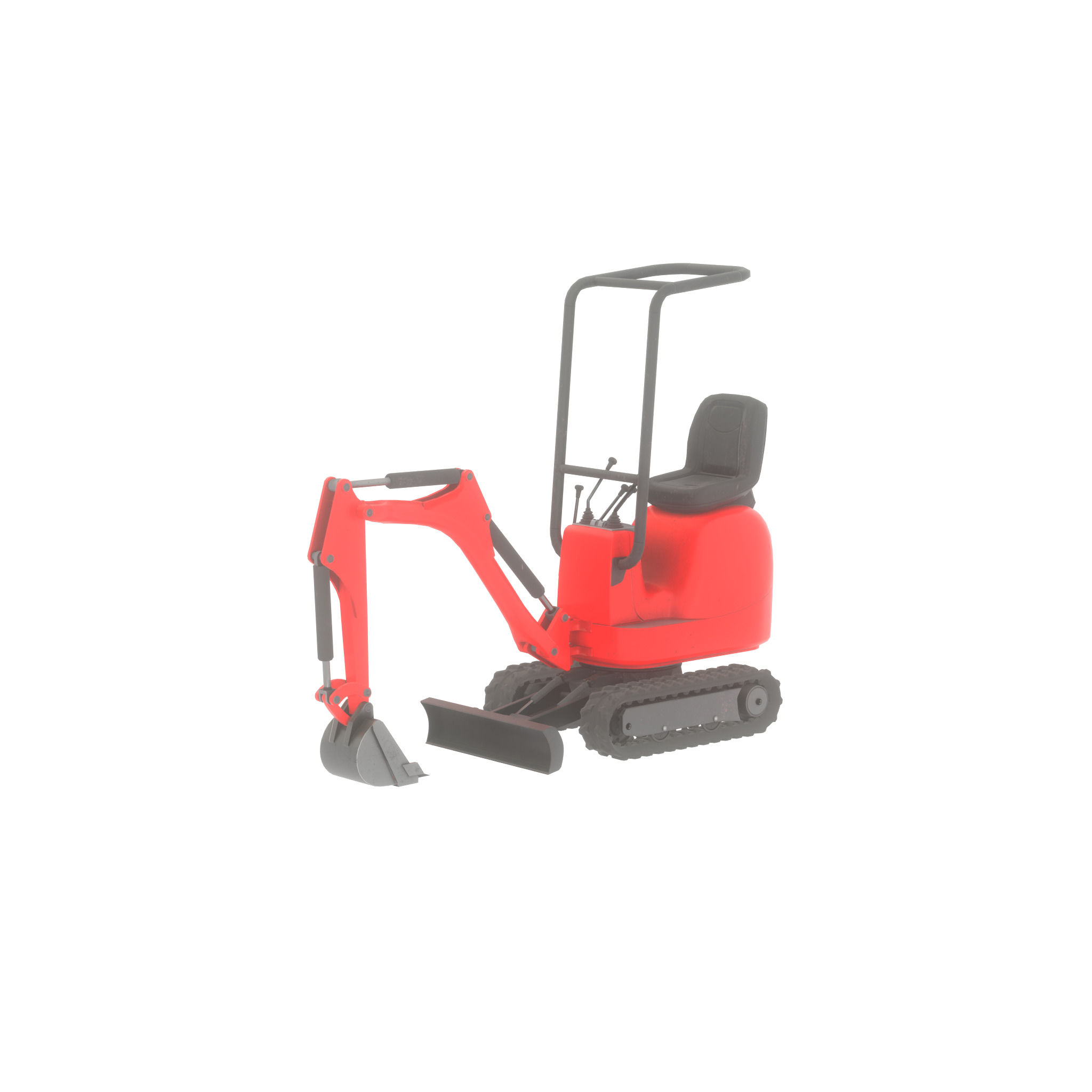 Mini-Digger Red Low-poly 3D model_50