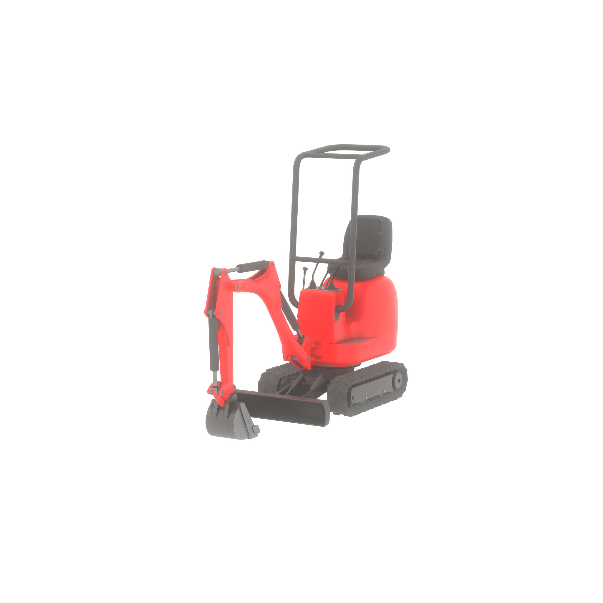 Mini-Digger Red Low-poly 3D model_35