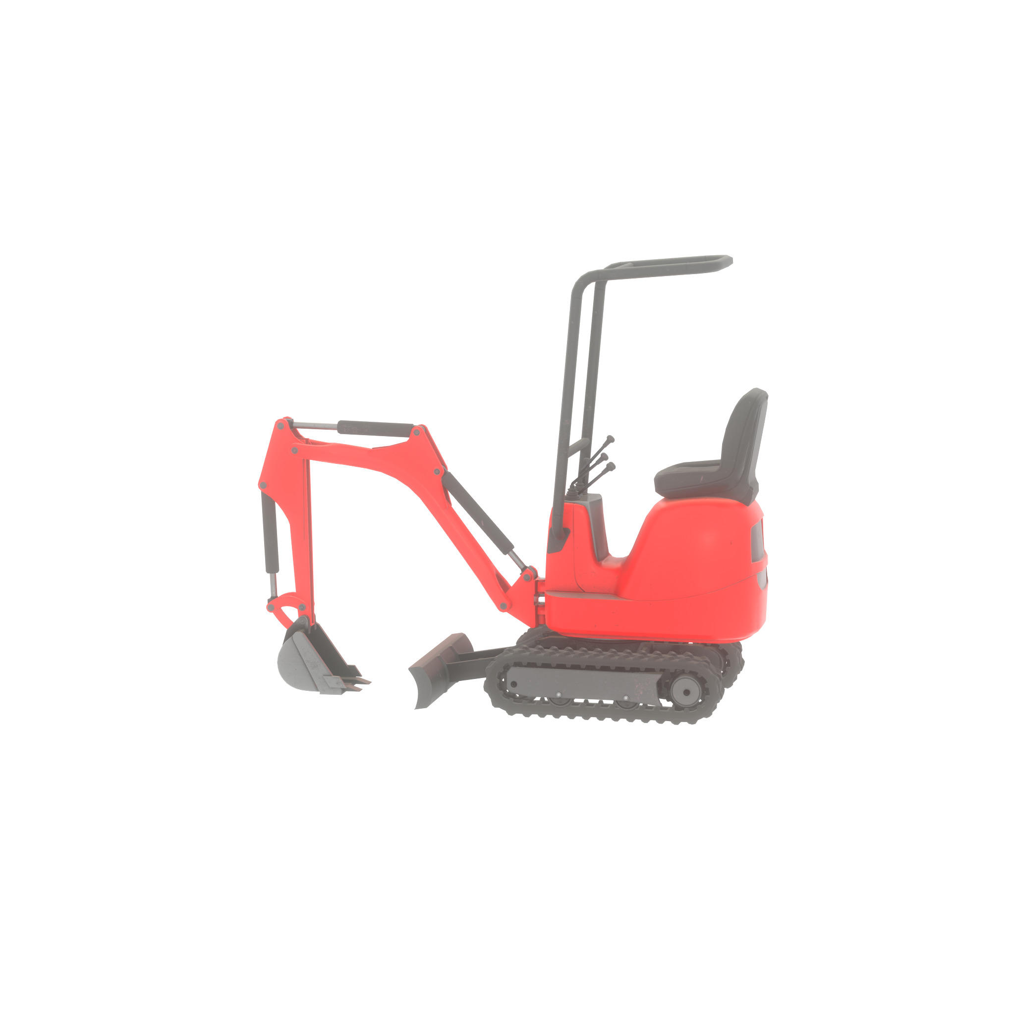 Mini-Digger Red Low-poly 3D model_41