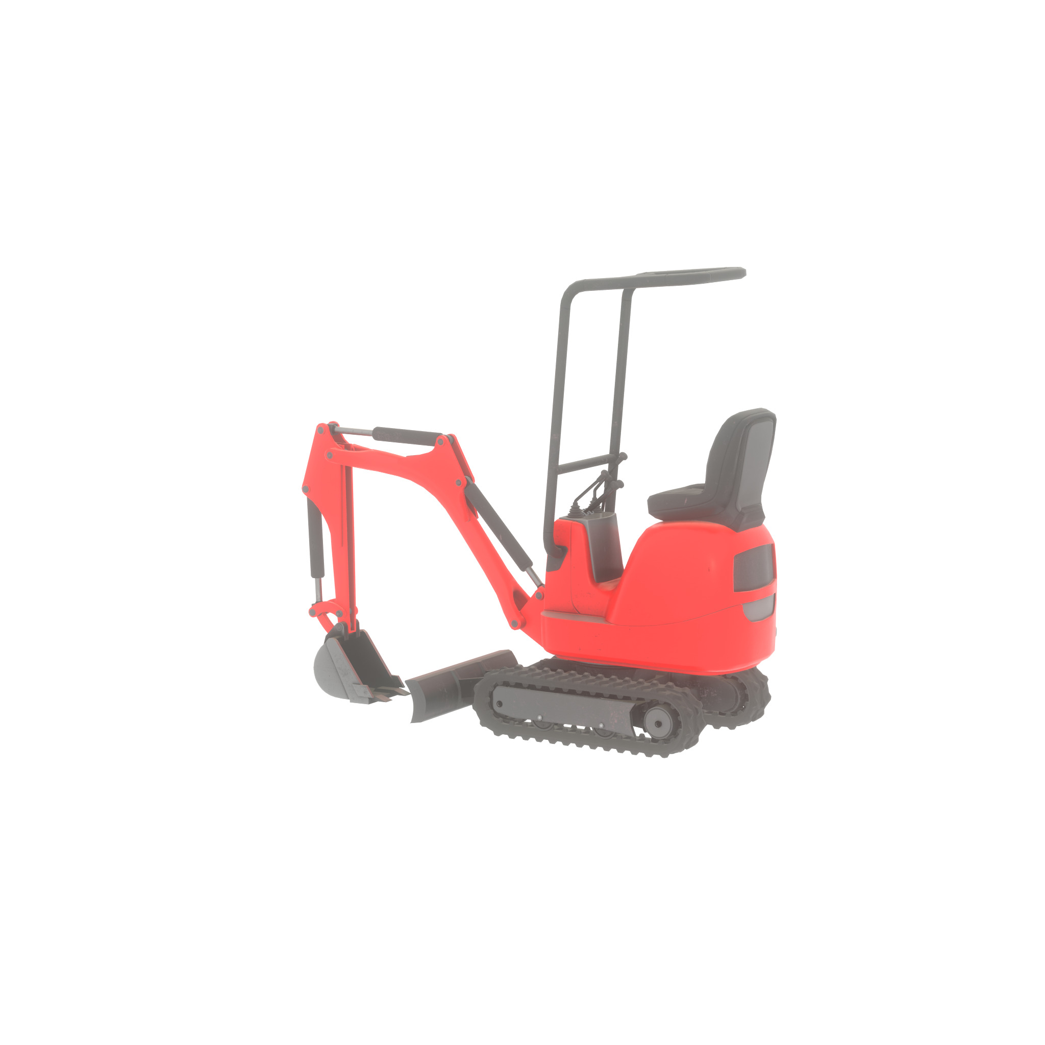 Mini-Digger Red Low-poly 3D model_51