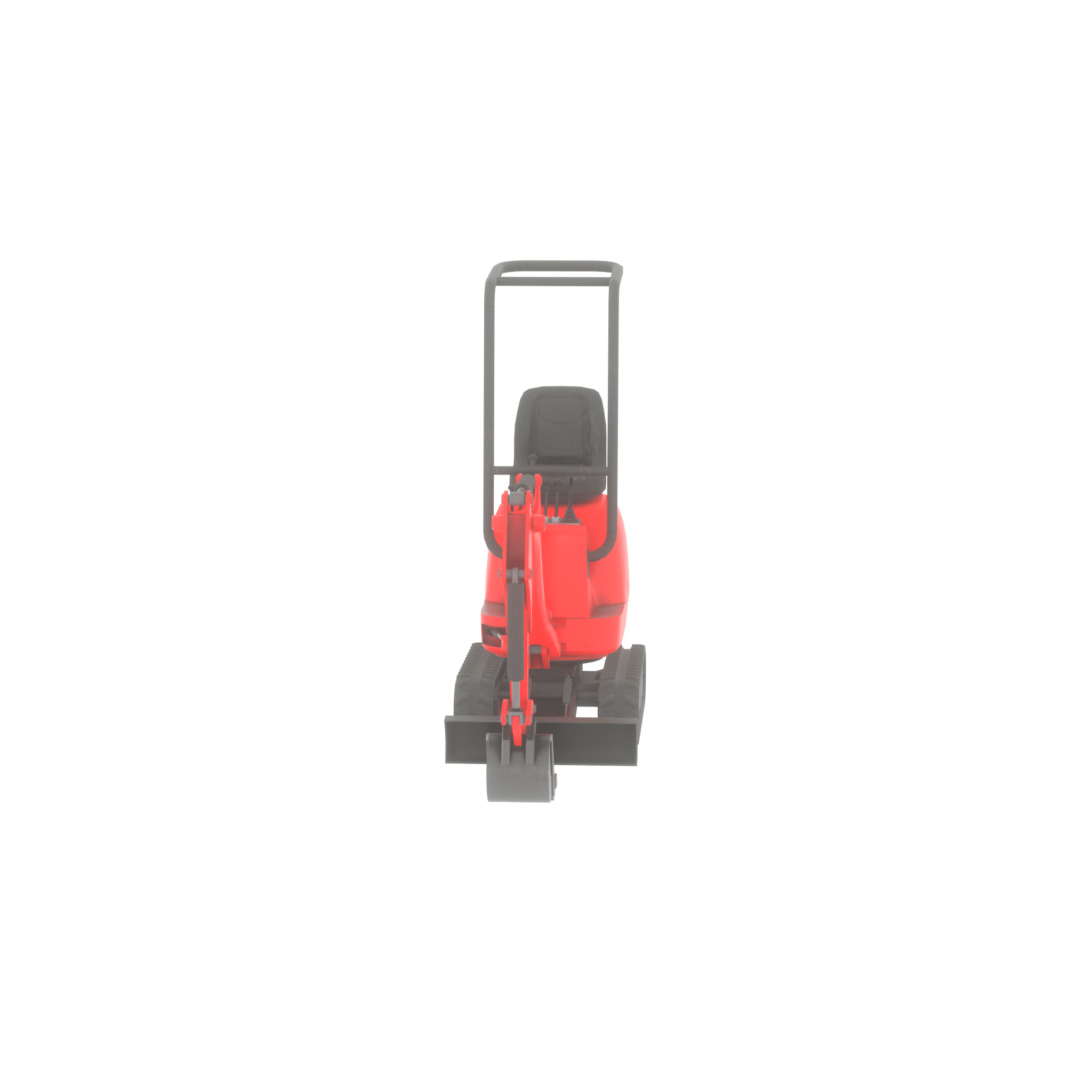 Mini-Digger Red Low-poly 3D model_26