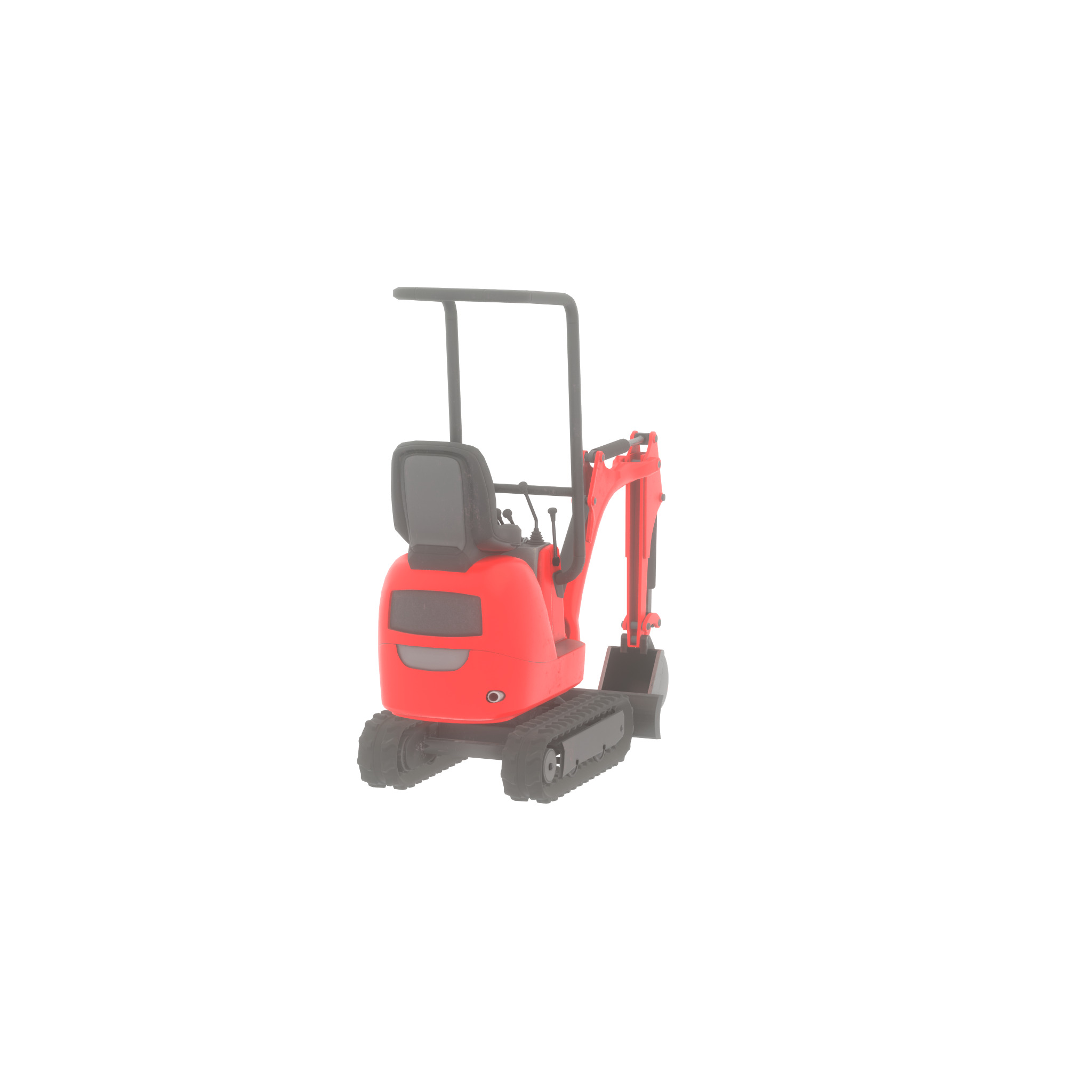 Mini-Digger Red Low-poly 3D model_32