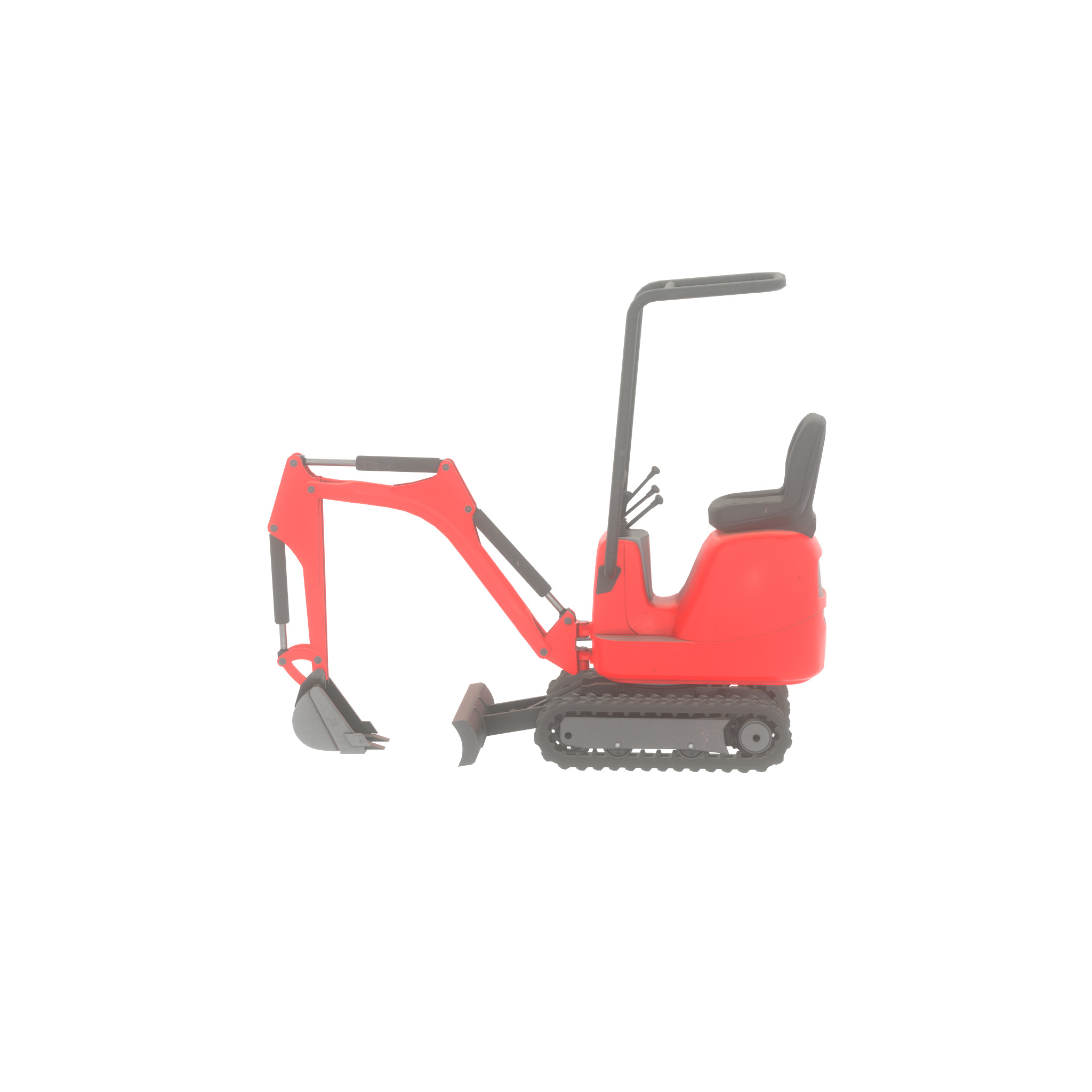 Mini-Digger Red Low-poly 3D model_39