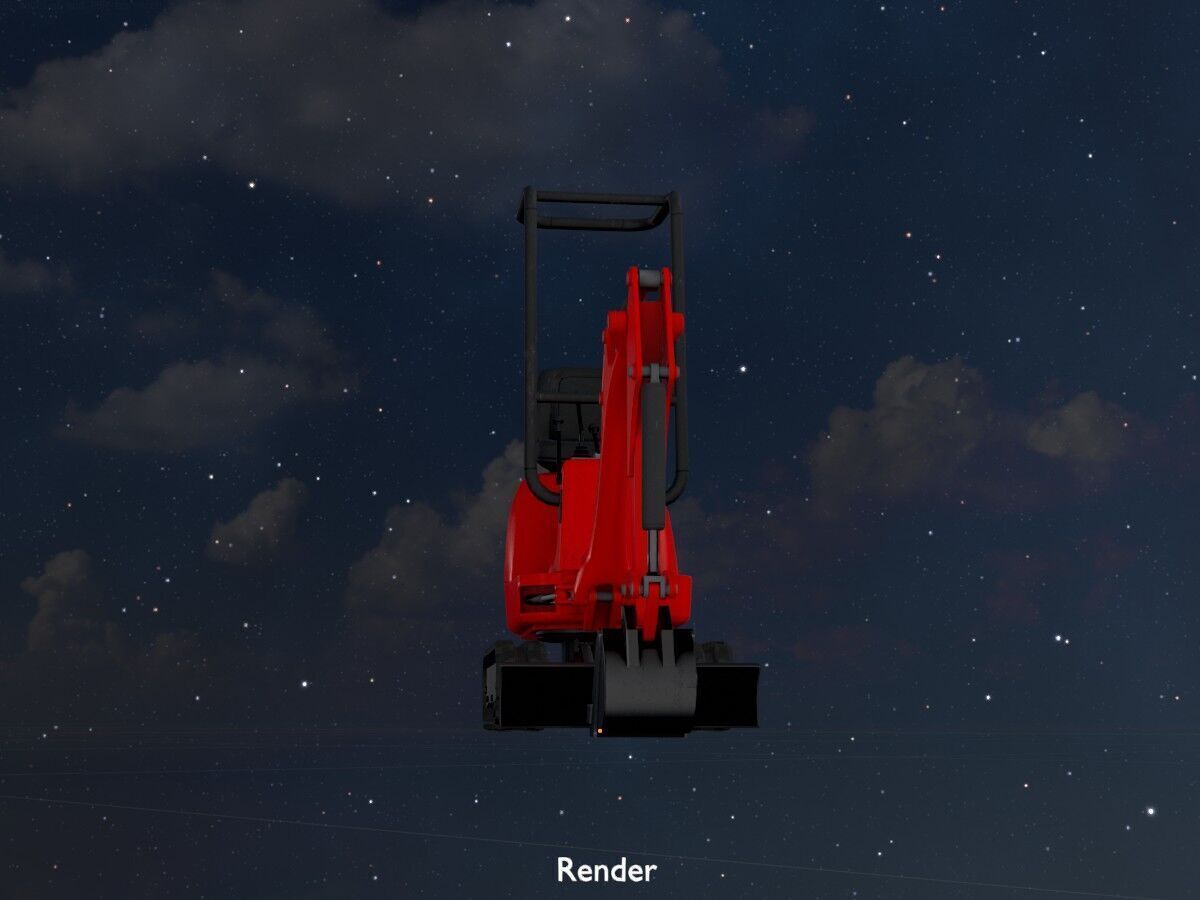 Mini-Digger Red Low-poly 3D model_20