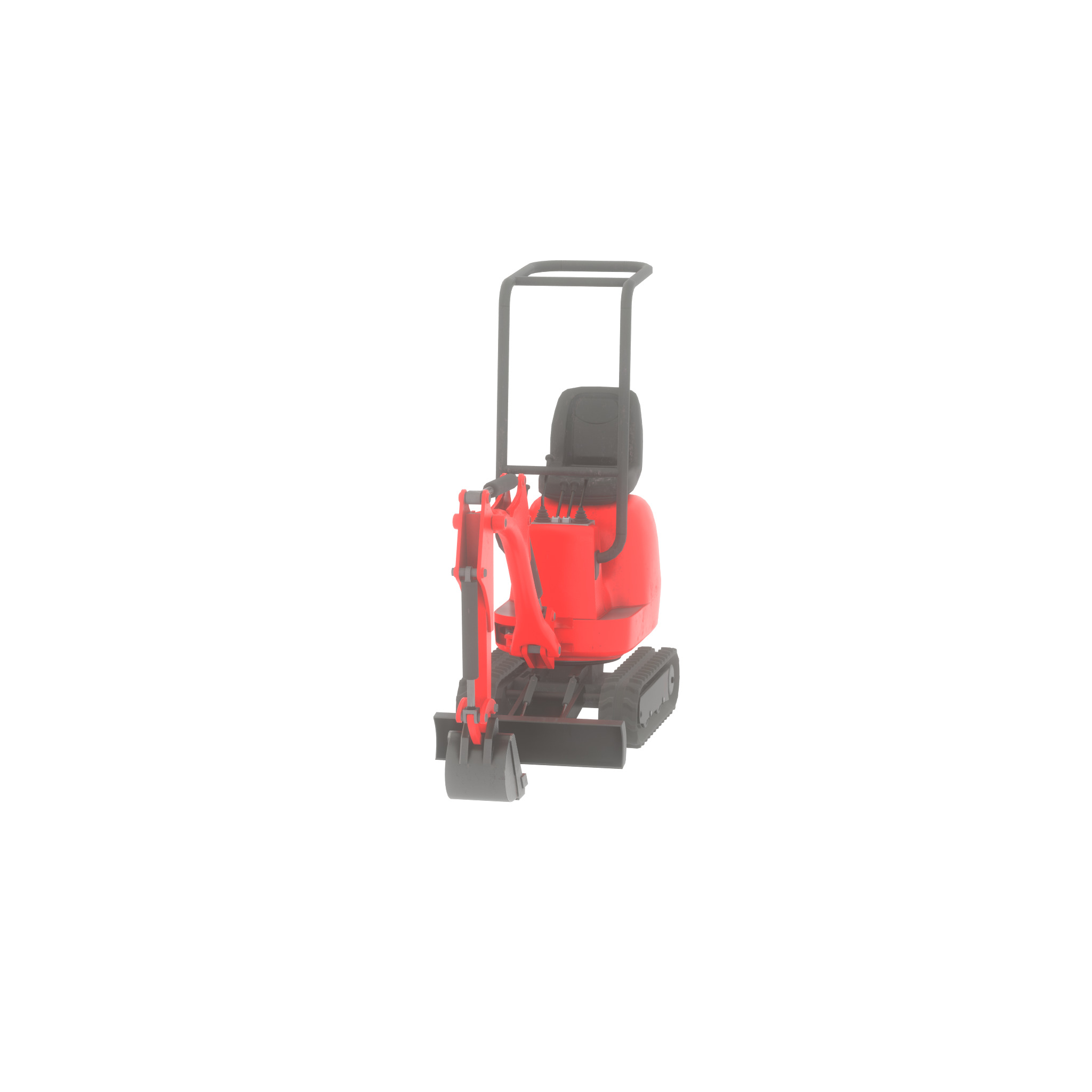 Mini-Digger Red Low-poly 3D model_28