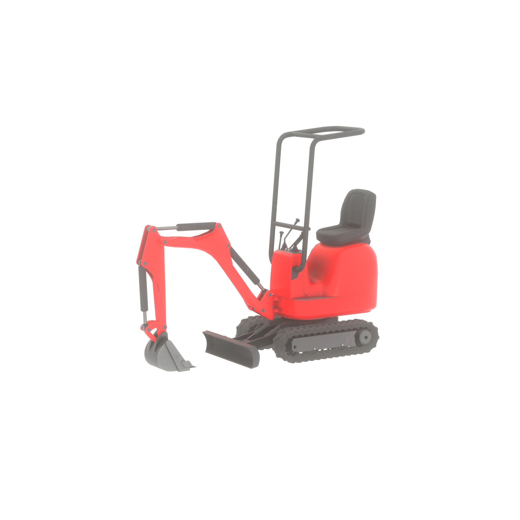 Mini-Digger Red Low-poly 3D model_56