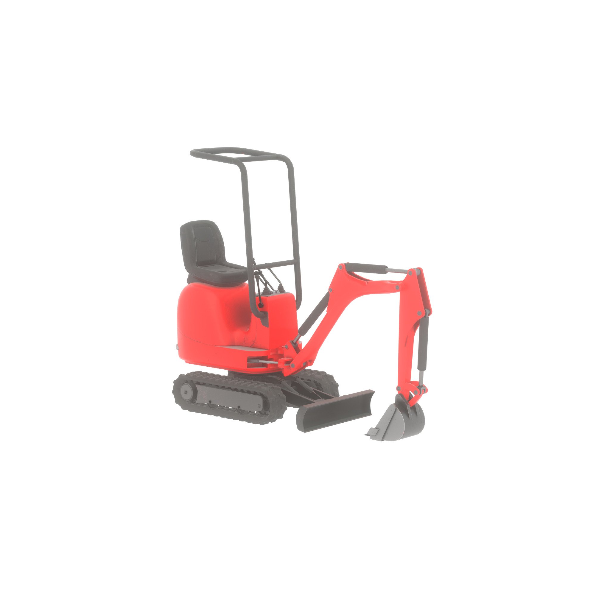 Mini-Digger Red Low-poly 3D model_59