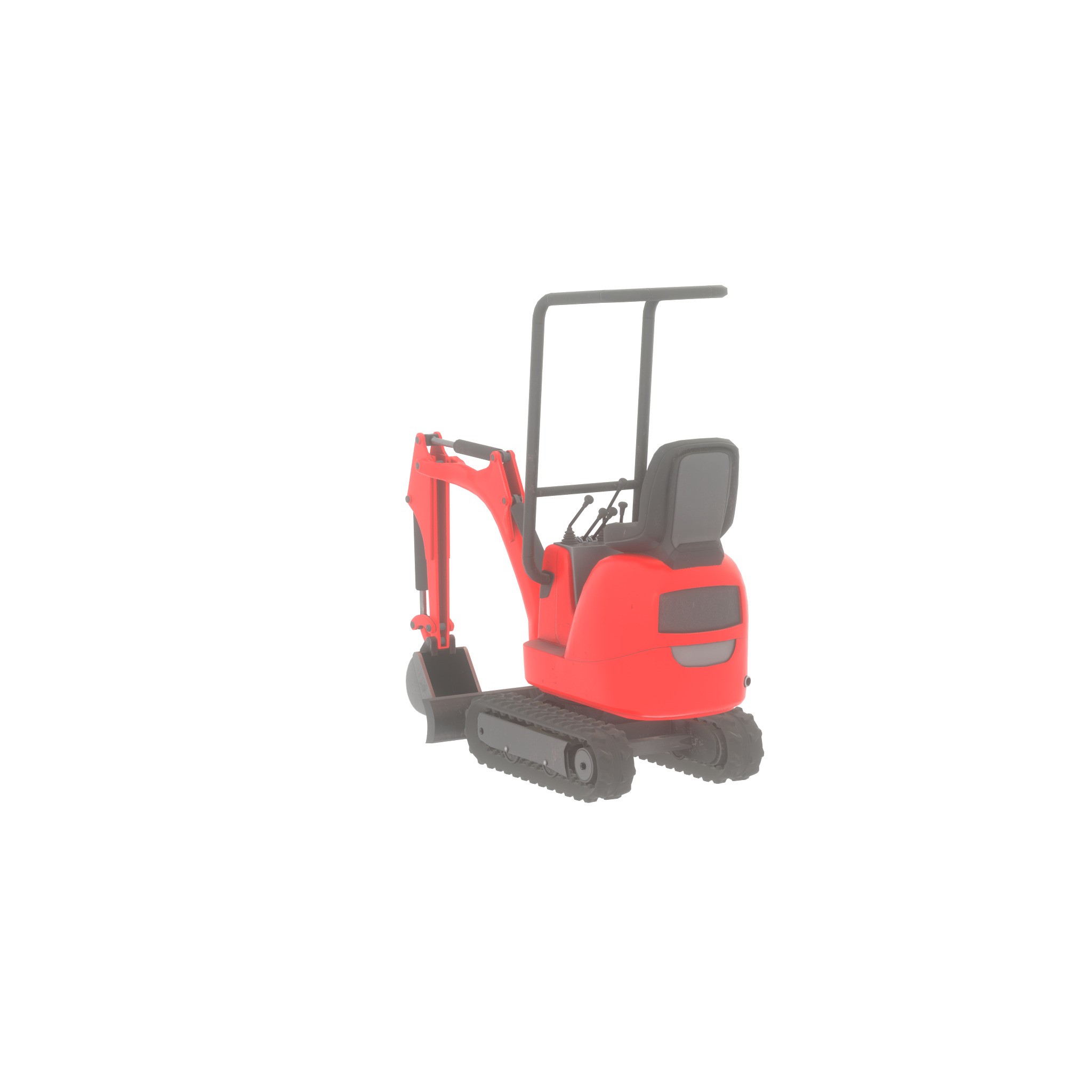 Mini-Digger Red Low-poly 3D model_43
