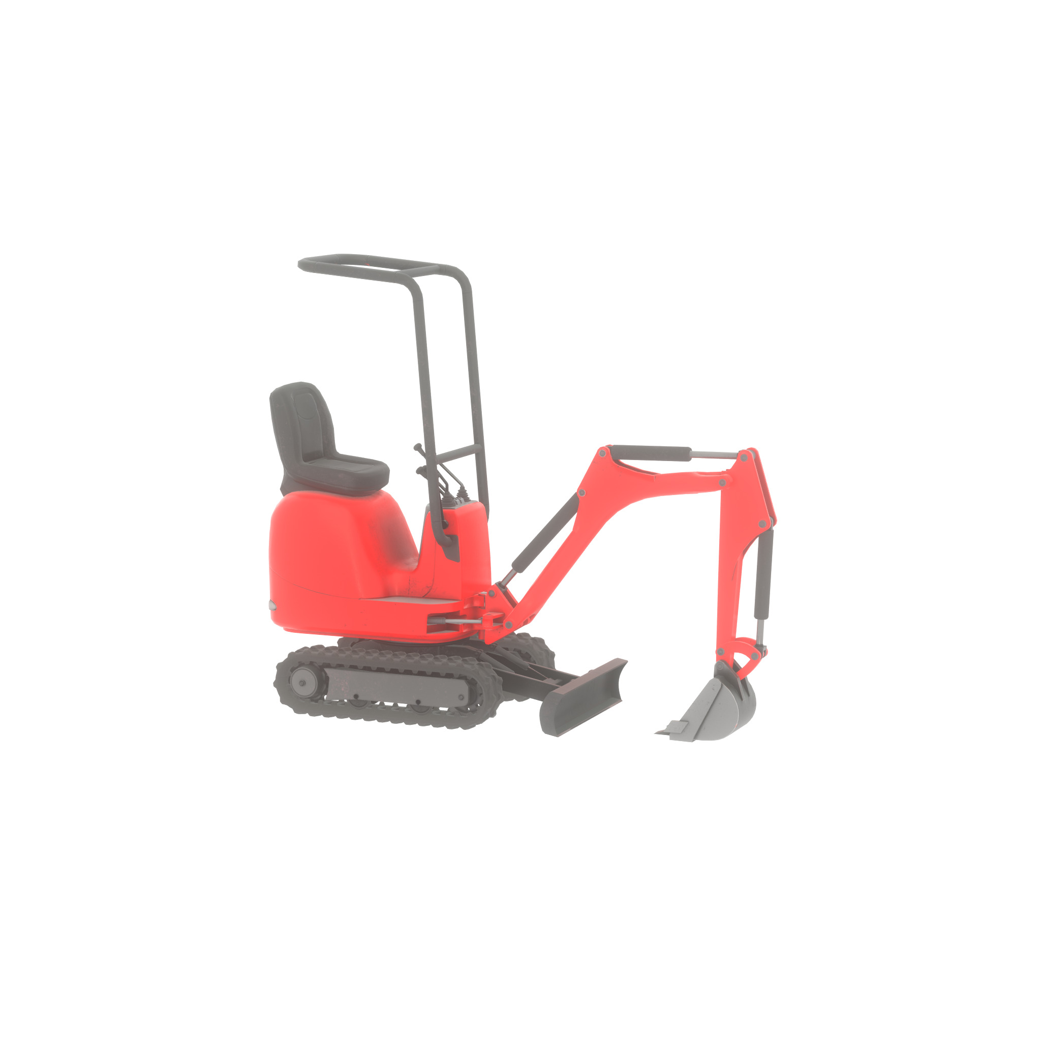 Mini-Digger Red Low-poly 3D model_25