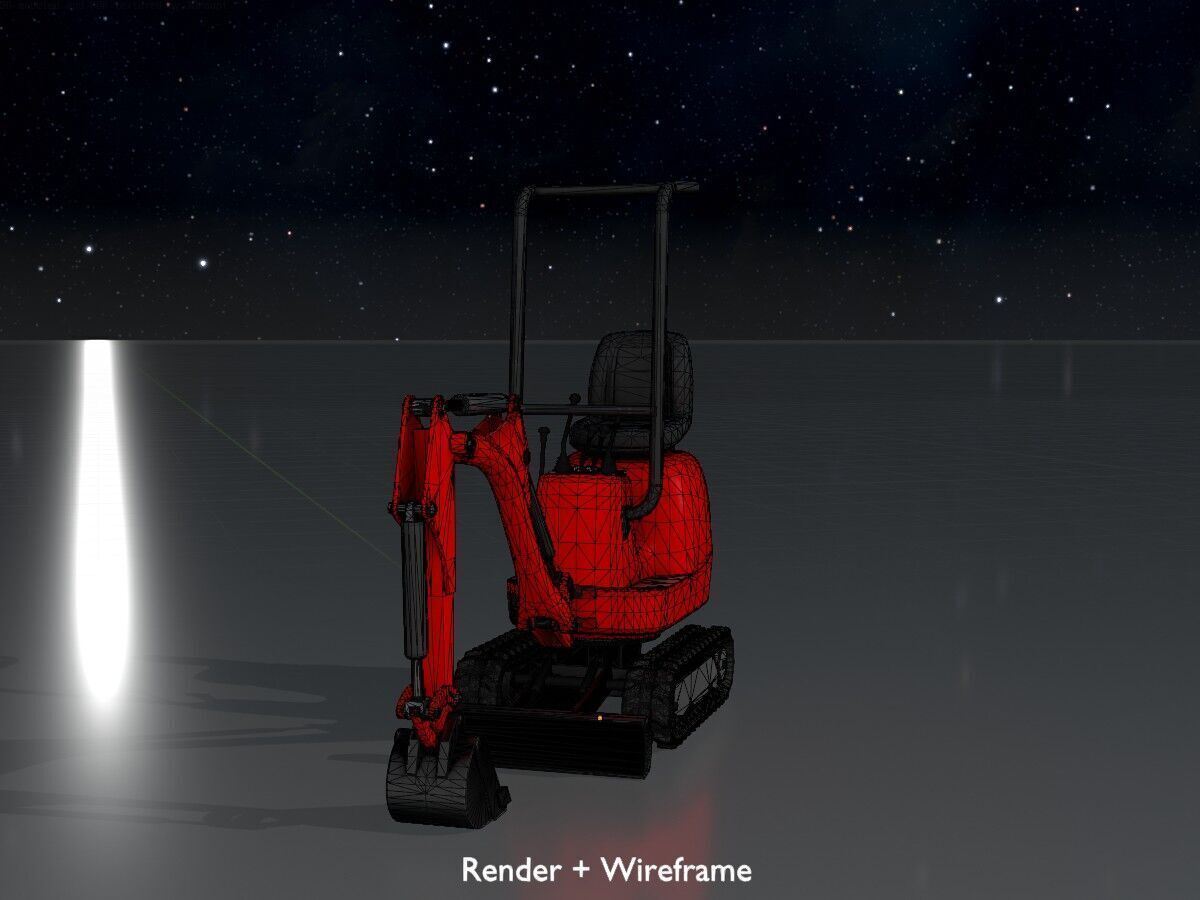 Mini-Digger Red Low-poly 3D model_8
