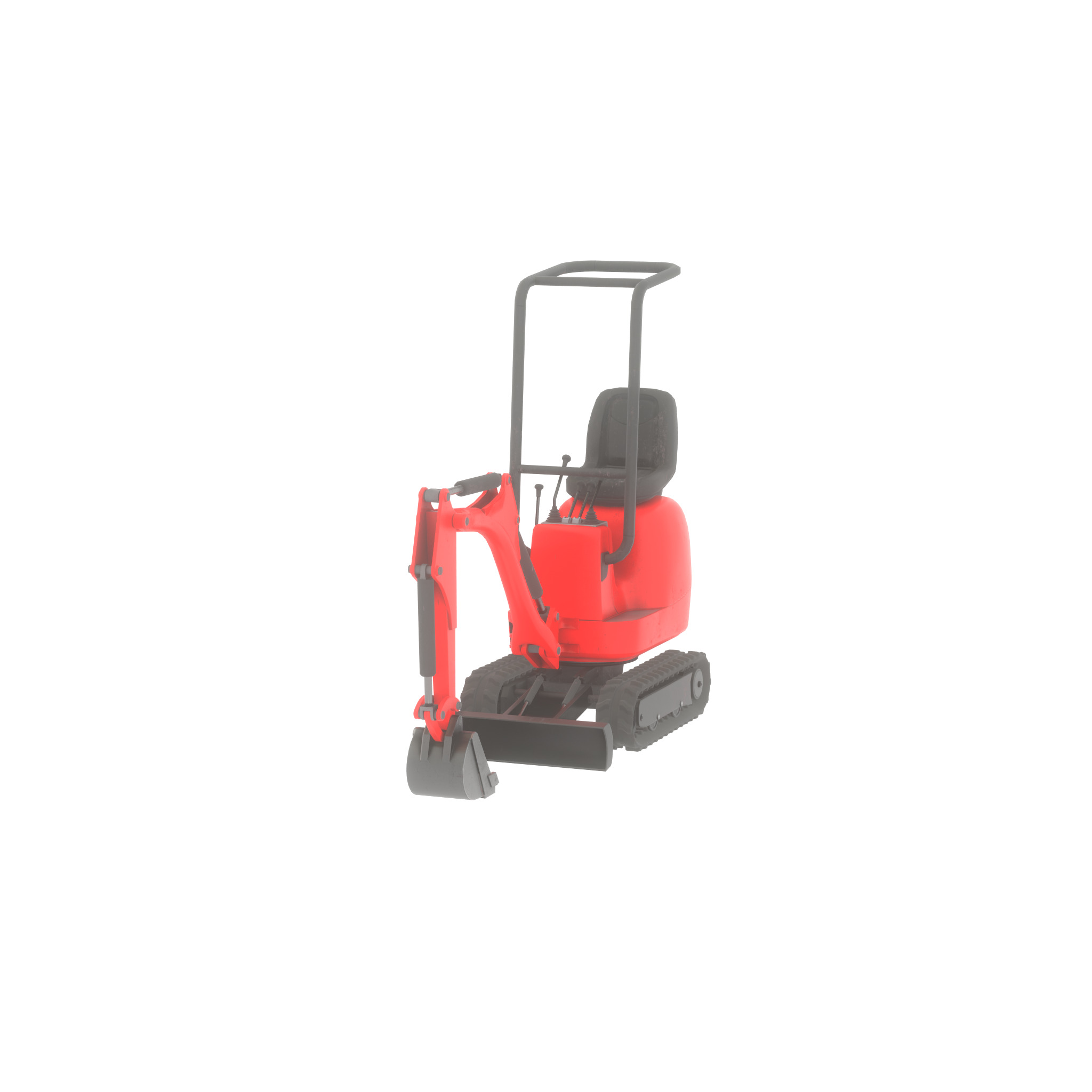 Mini-Digger Red Low-poly 3D model_38