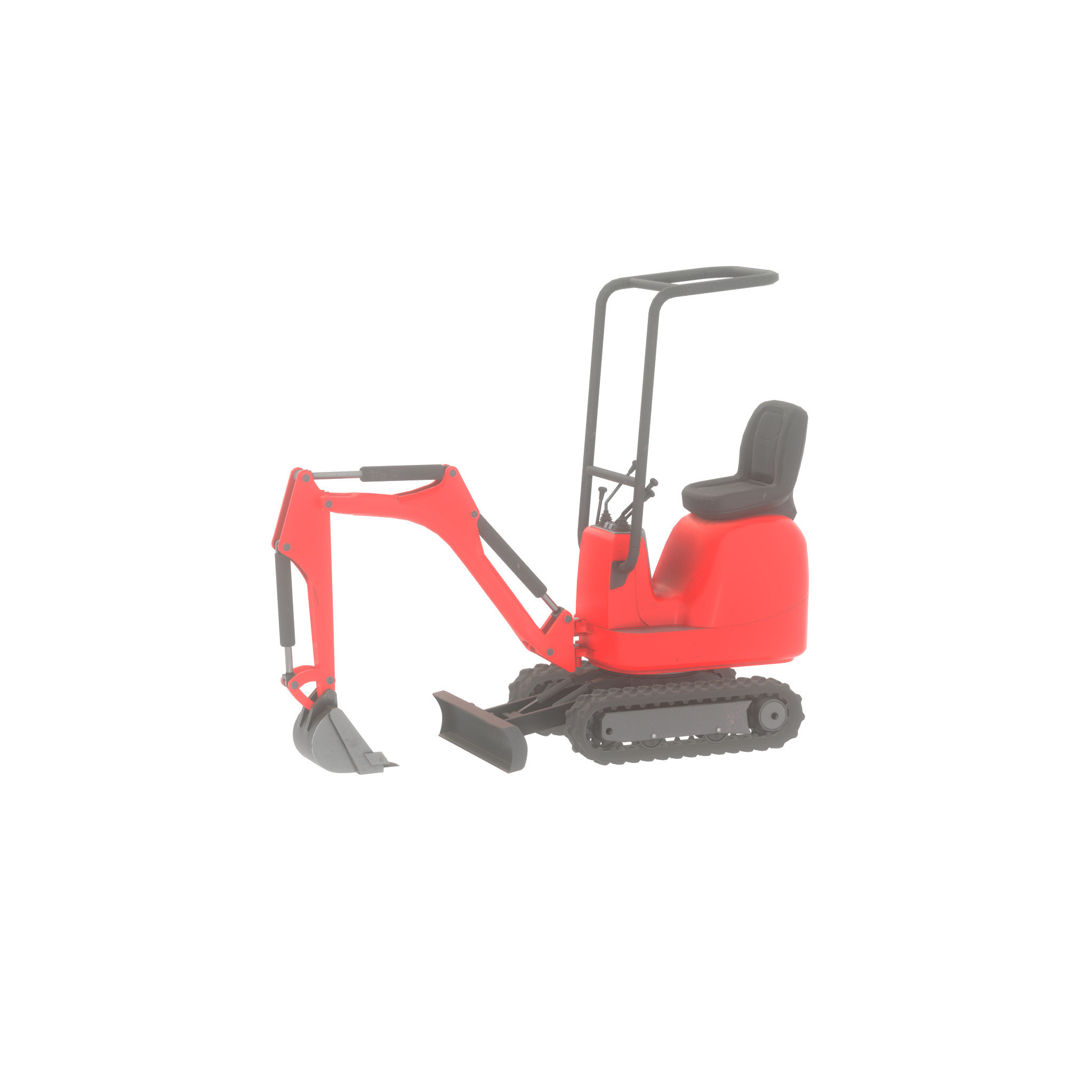 Mini-Digger Red Low-poly 3D model_52