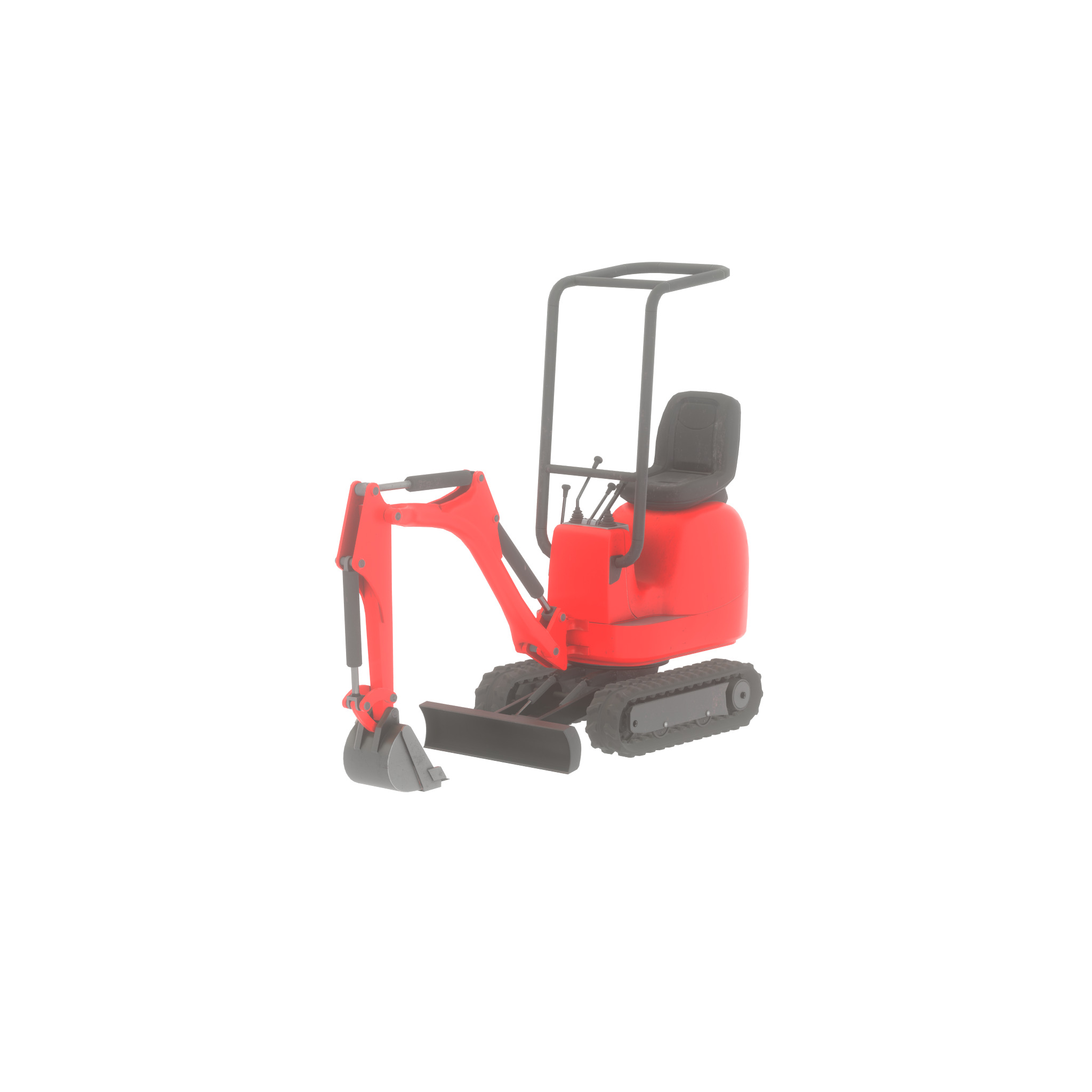 Mini-Digger Red Low-poly 3D model_36
