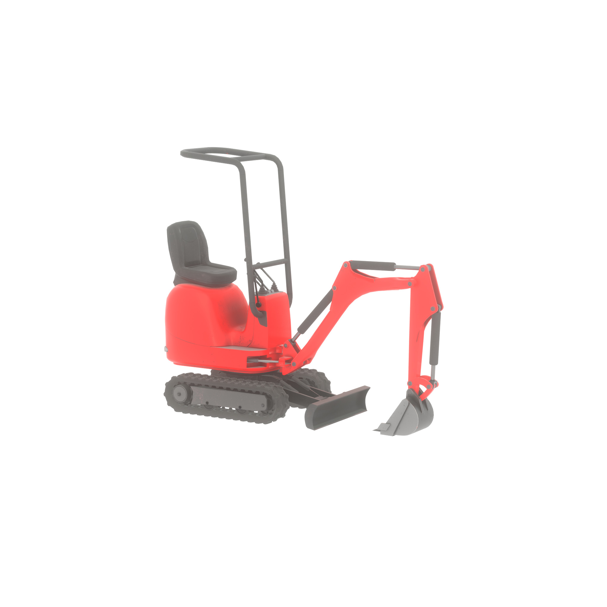 Mini-Digger Red Low-poly 3D model_60