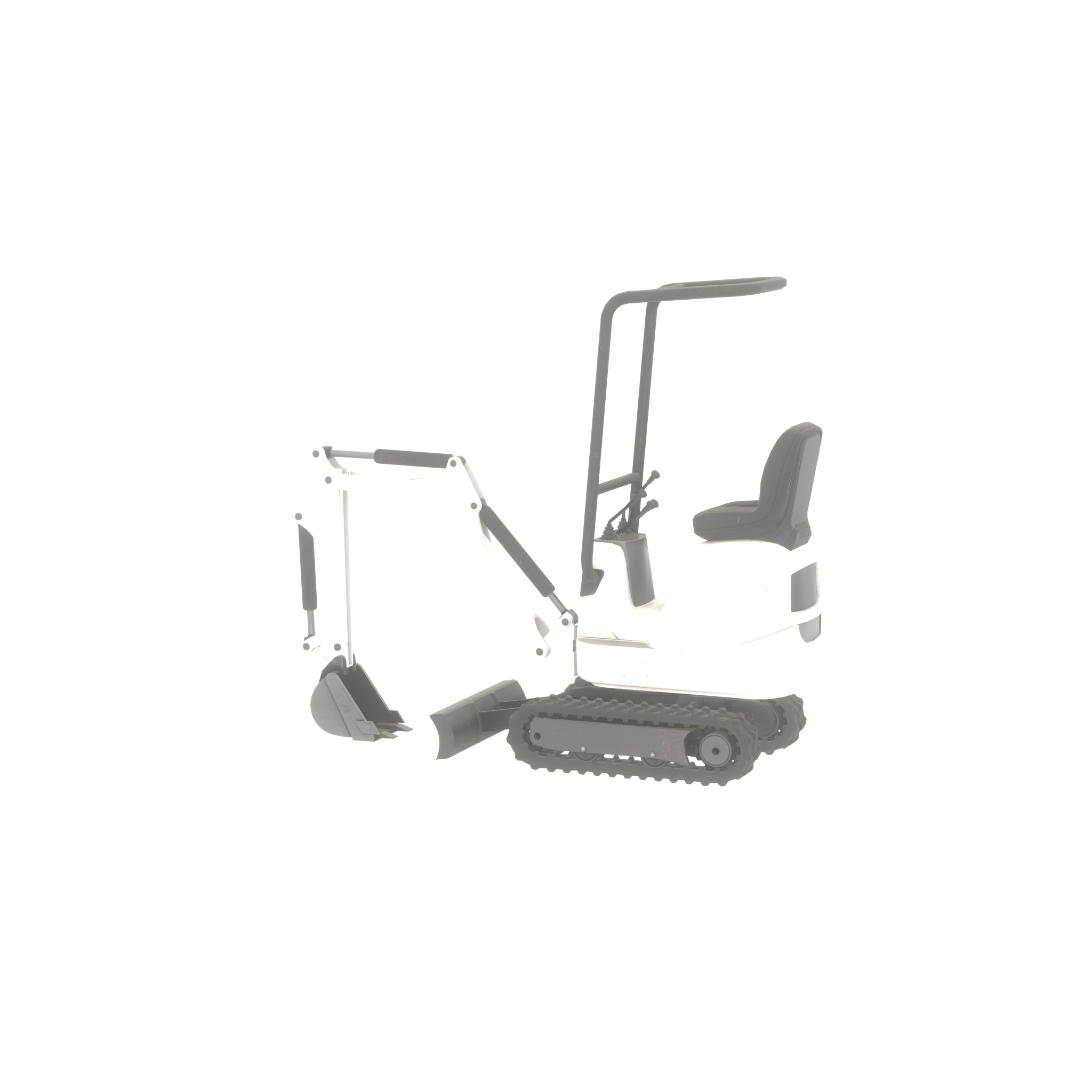 Mini-Digger White Low-poly 3D model_30