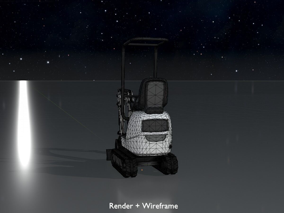 Mini-Digger White Low-poly 3D model_8