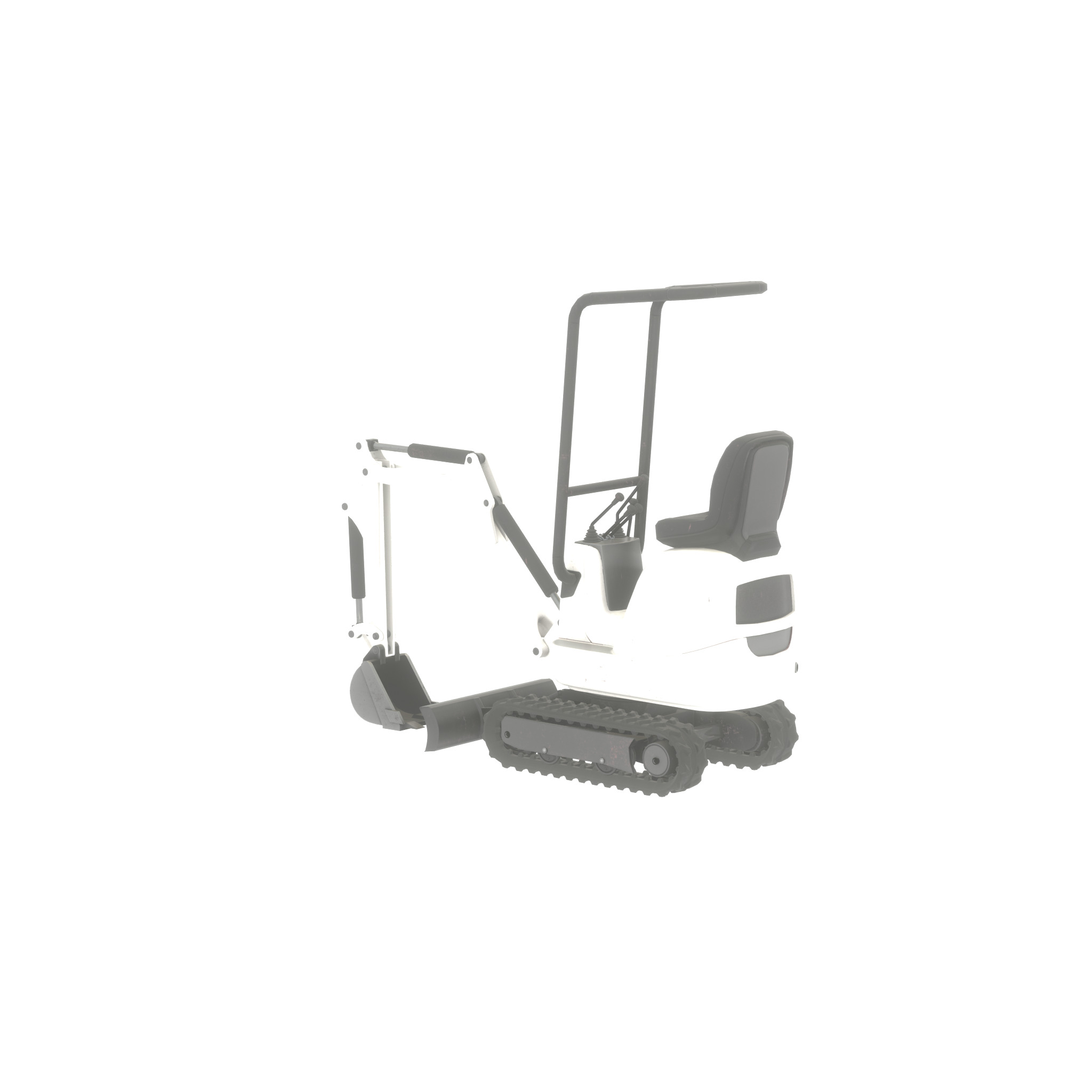 Mini-Digger White Low-poly 3D model_33