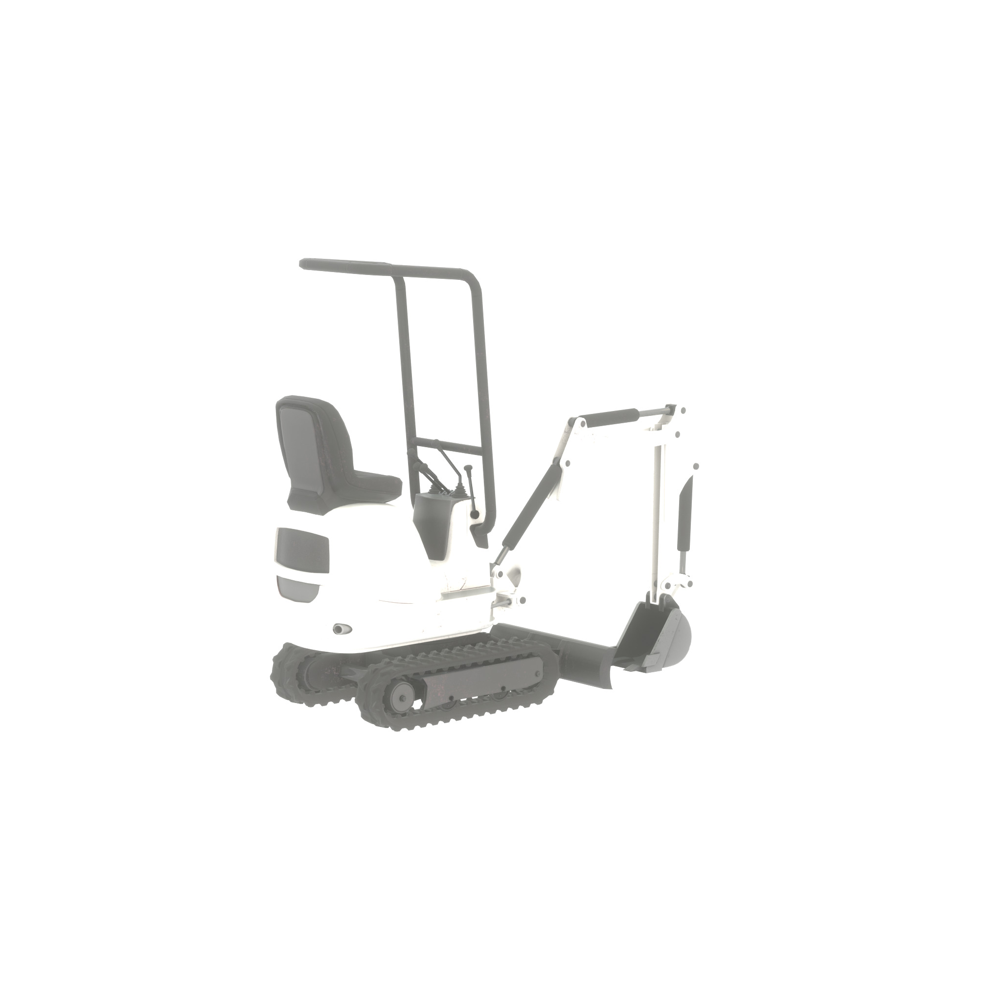Mini-Digger White Low-poly 3D model_45