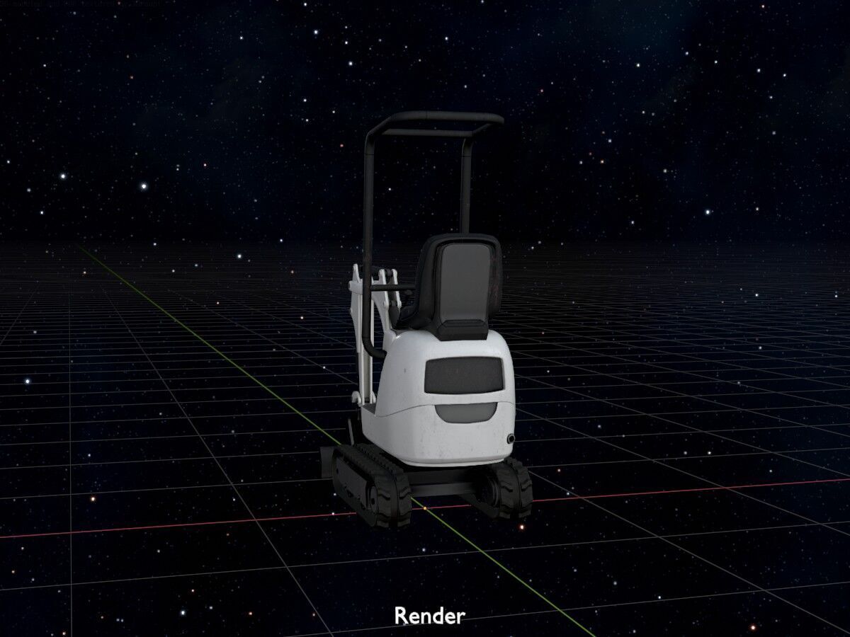 Mini-Digger White Low-poly 3D model_17