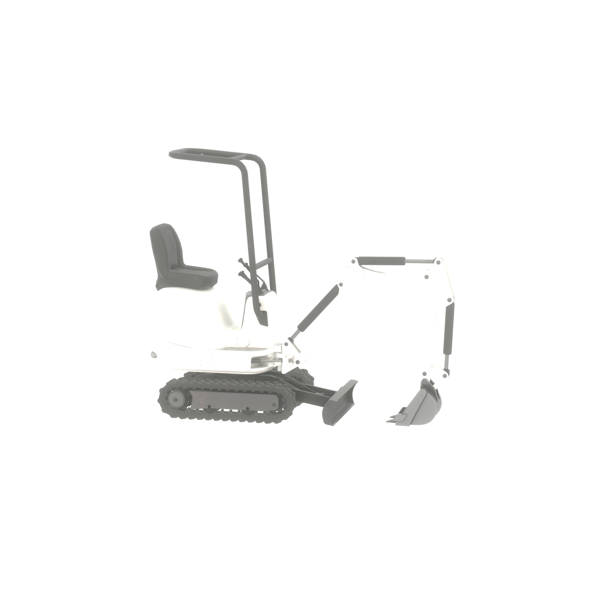 Mini-Digger White Low-poly 3D model_51