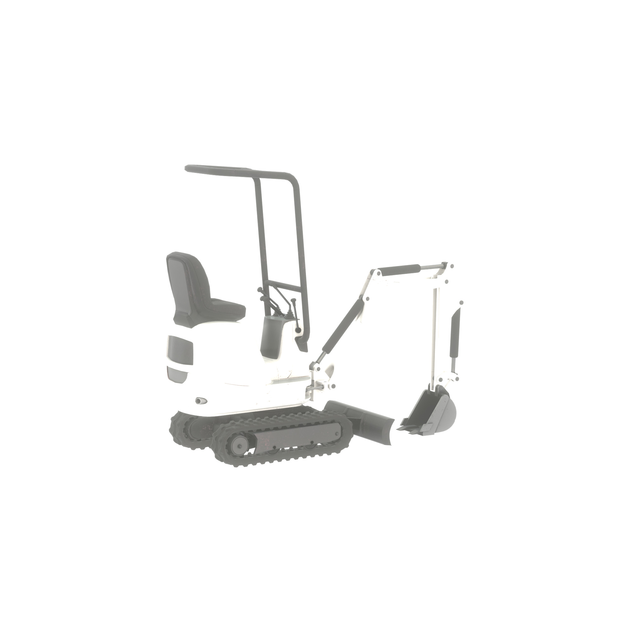 Mini-Digger White Low-poly 3D model_46