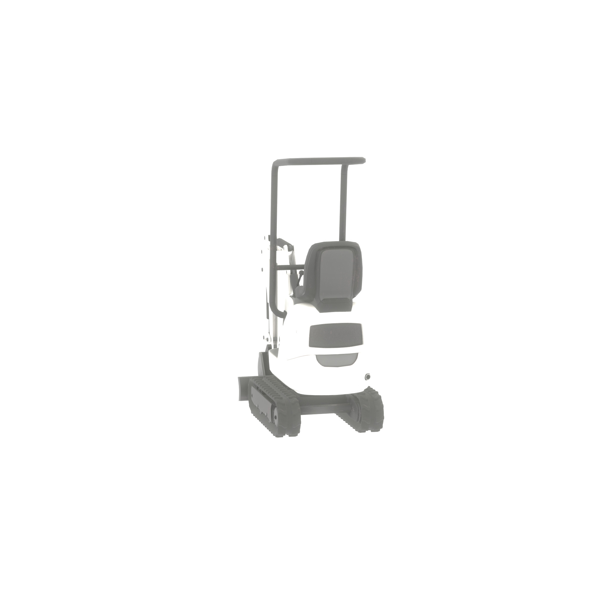 Mini-Digger White Low-poly 3D model_37