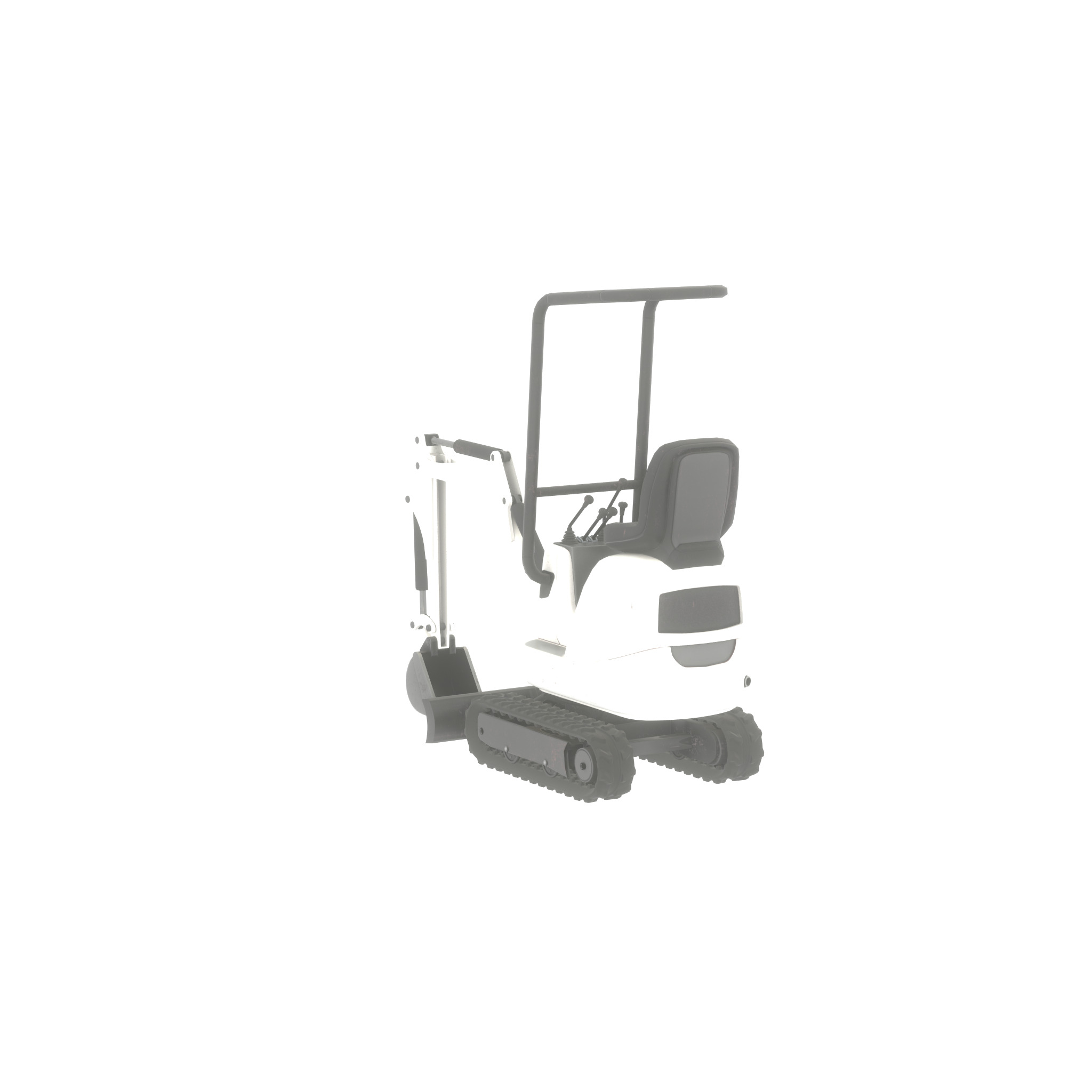Mini-Digger White Low-poly 3D model_35