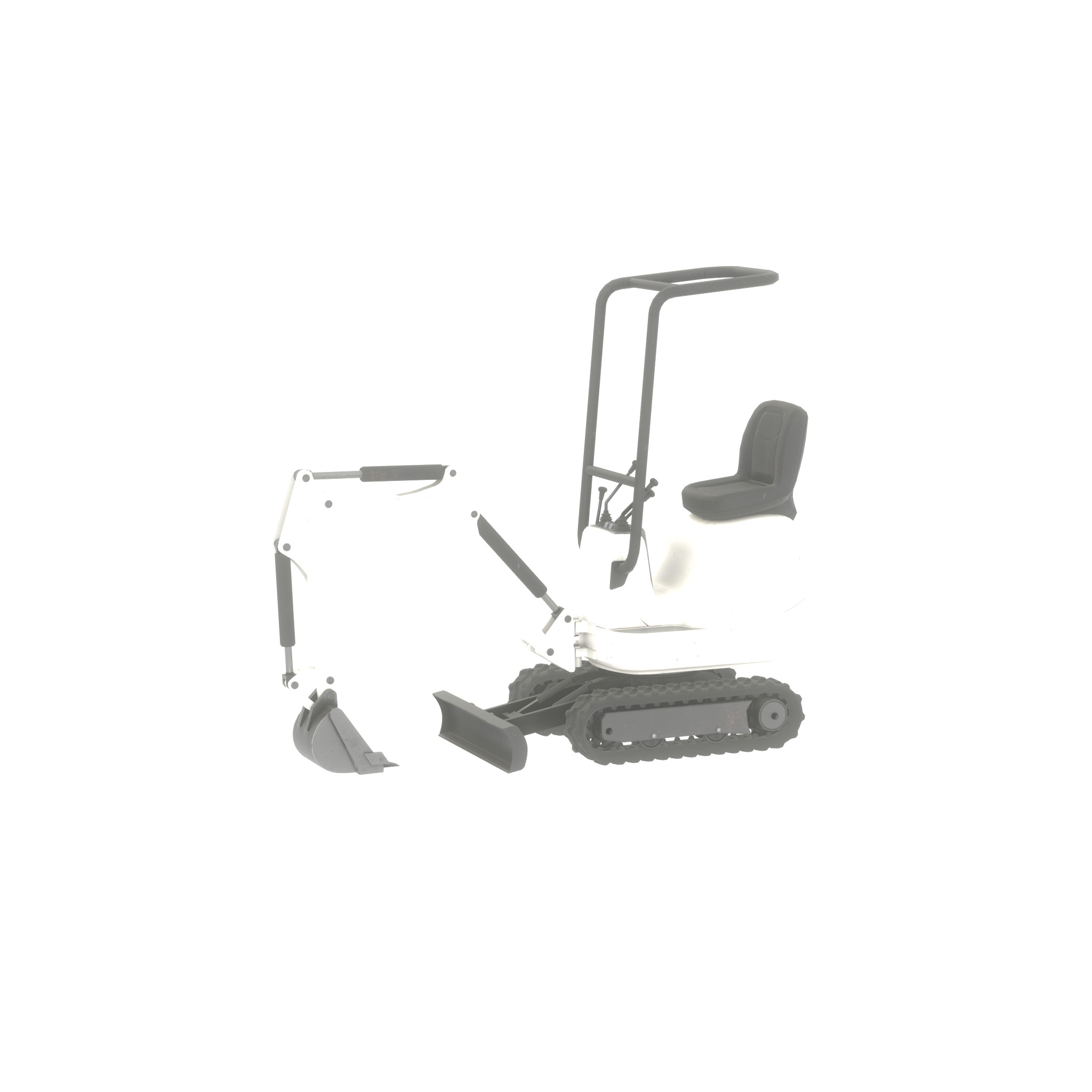 Mini-Digger White Low-poly 3D model_25