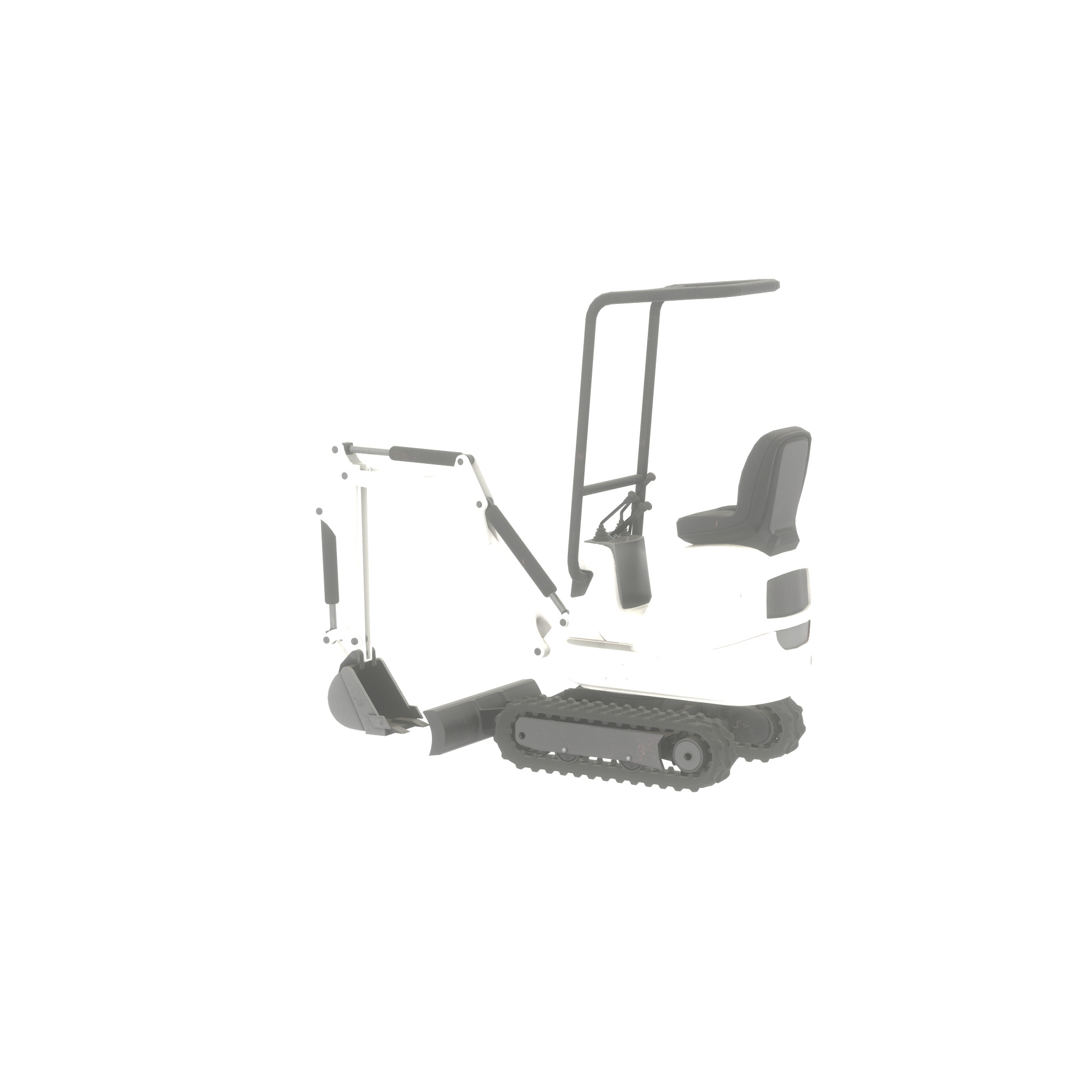 Mini-Digger White Low-poly 3D model_31