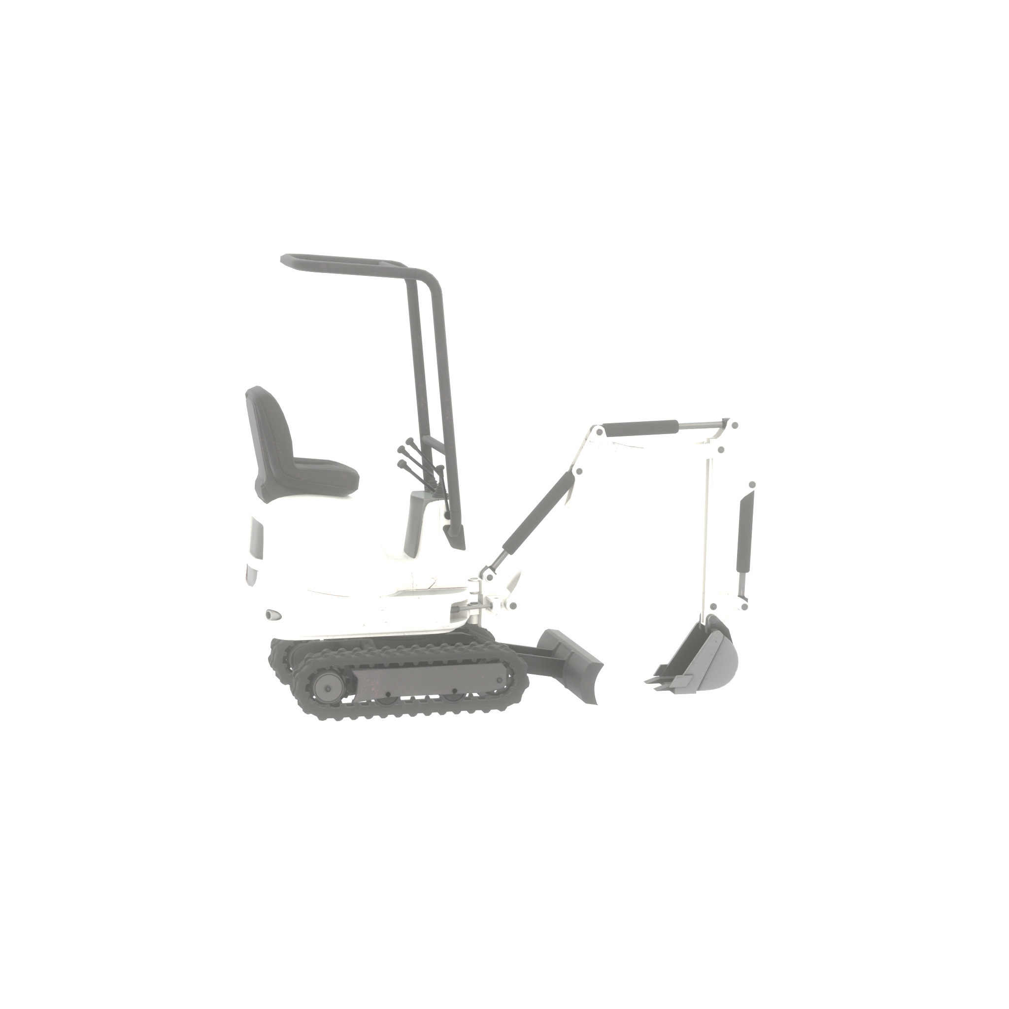 Mini-Digger White Low-poly 3D model_48