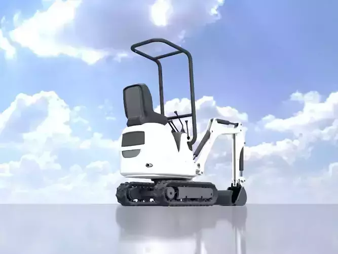 Mini-Digger White Low-poly 3D model