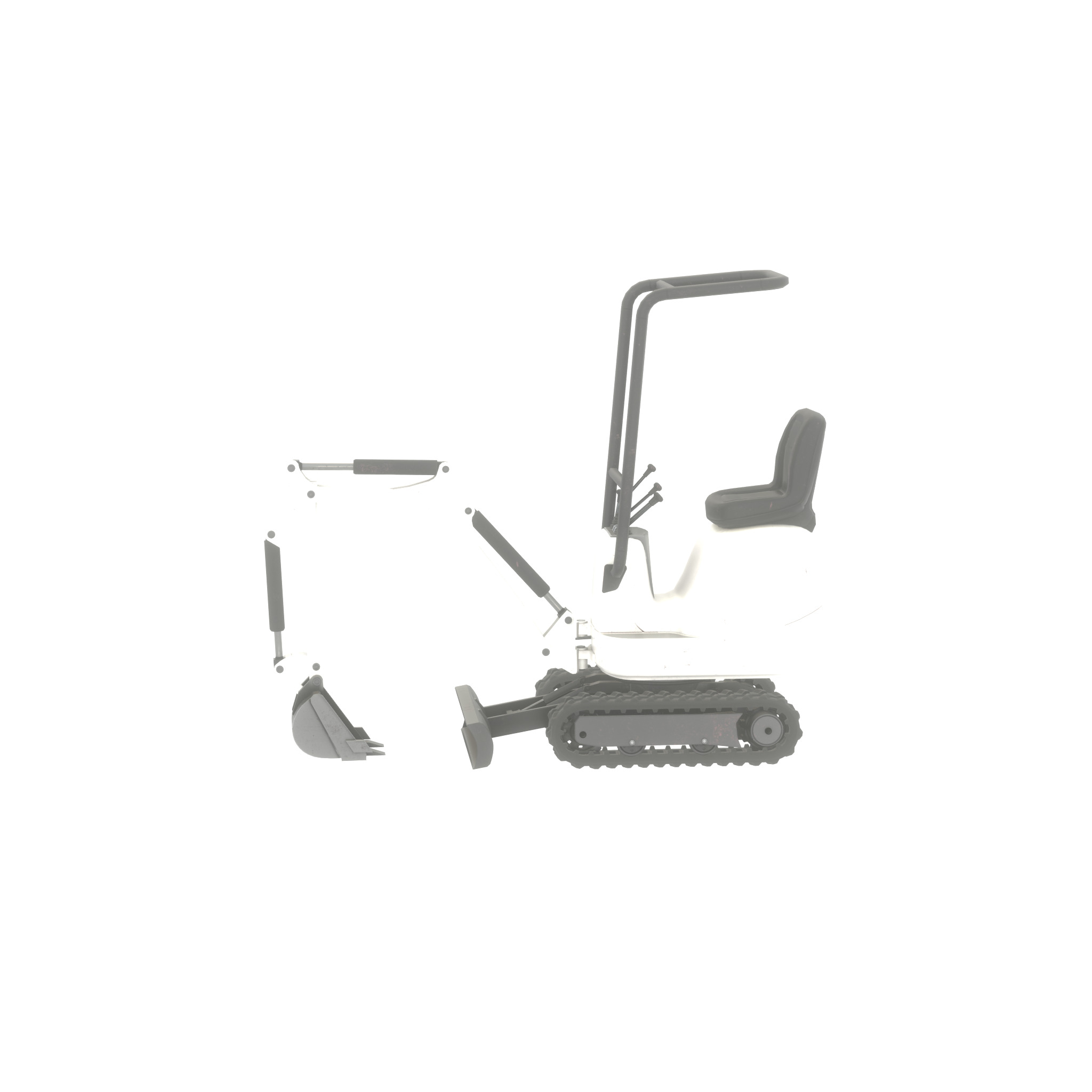 Mini-Digger White Low-poly 3D model_27