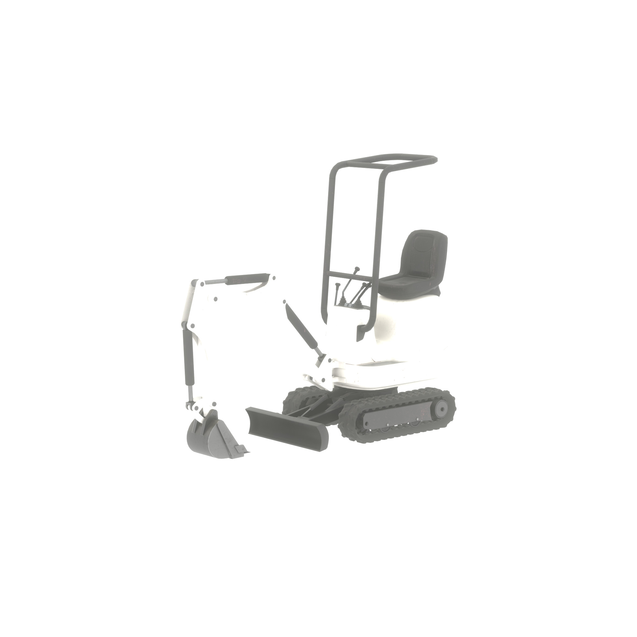 Mini-Digger White Low-poly 3D model_23