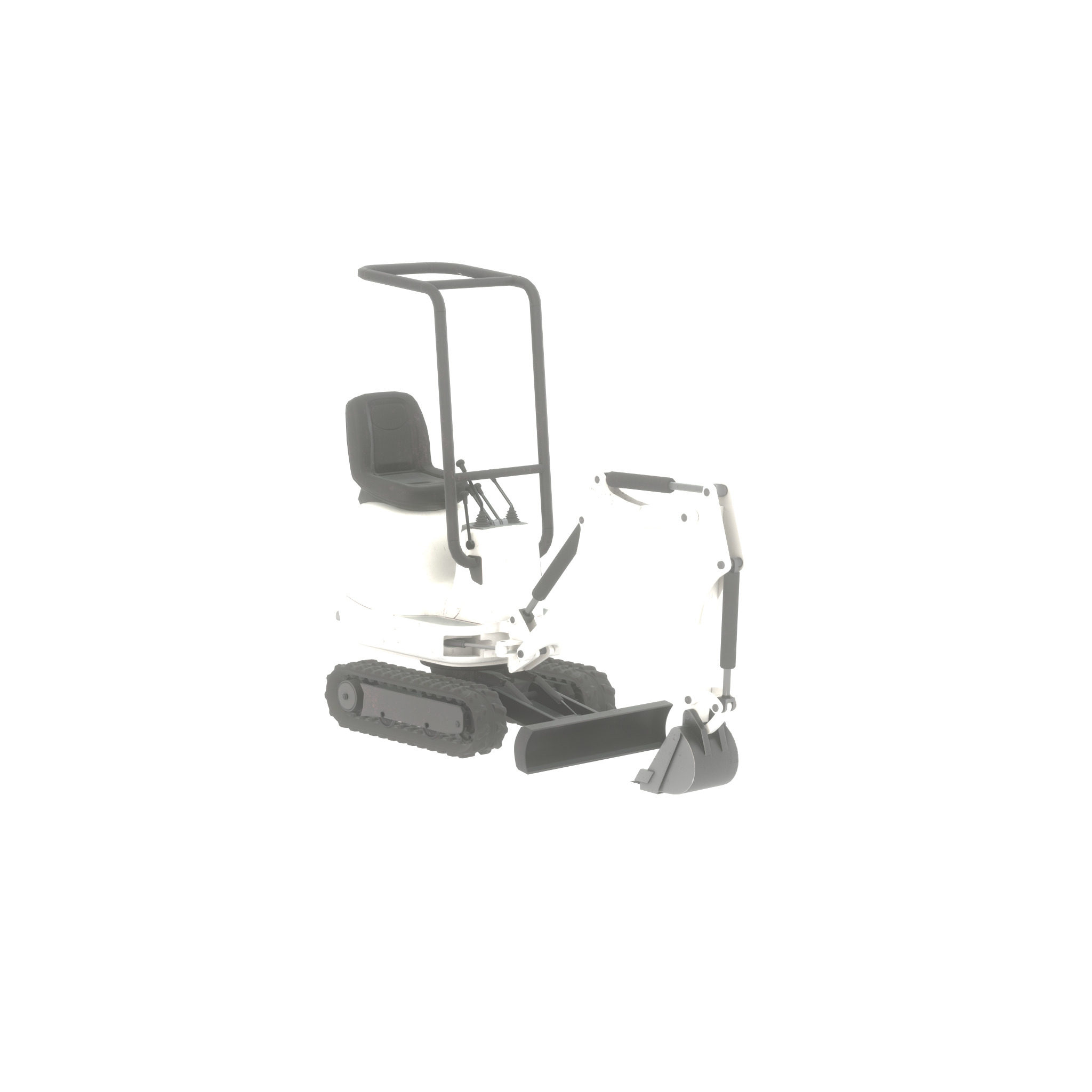 Mini-Digger White Low-poly 3D model_21