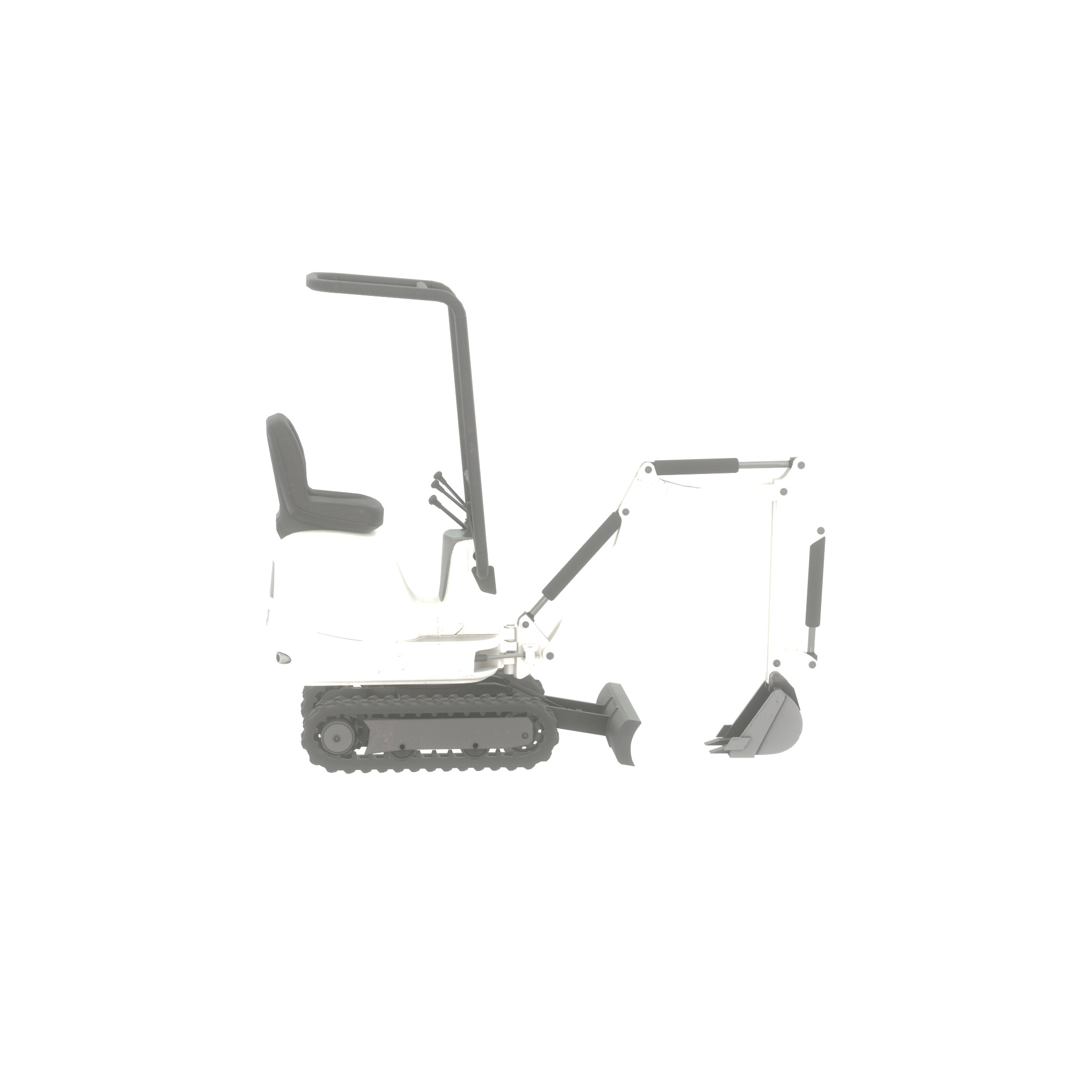 Mini-Digger White Low-poly 3D model_49