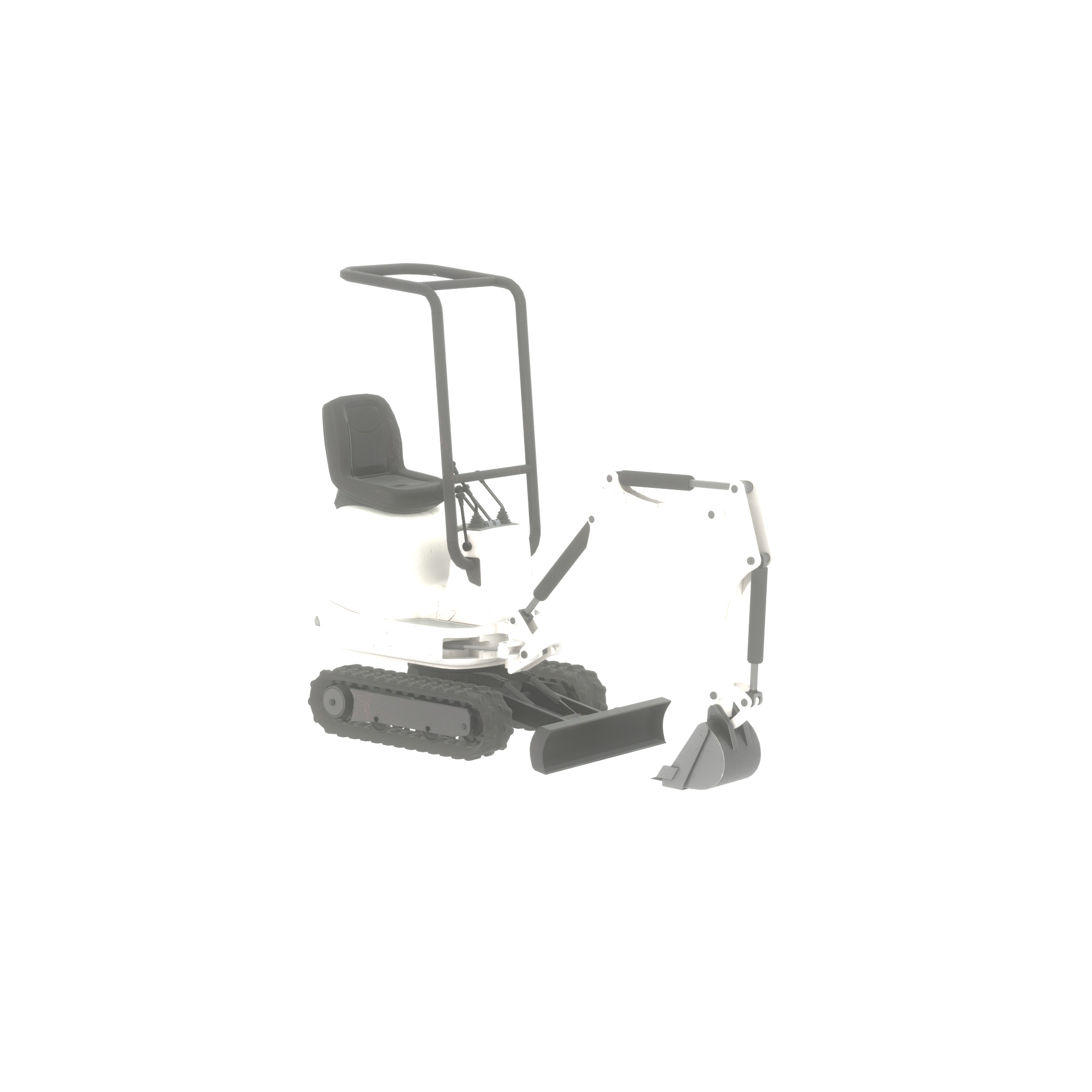 Mini-Digger White Low-poly 3D model_55