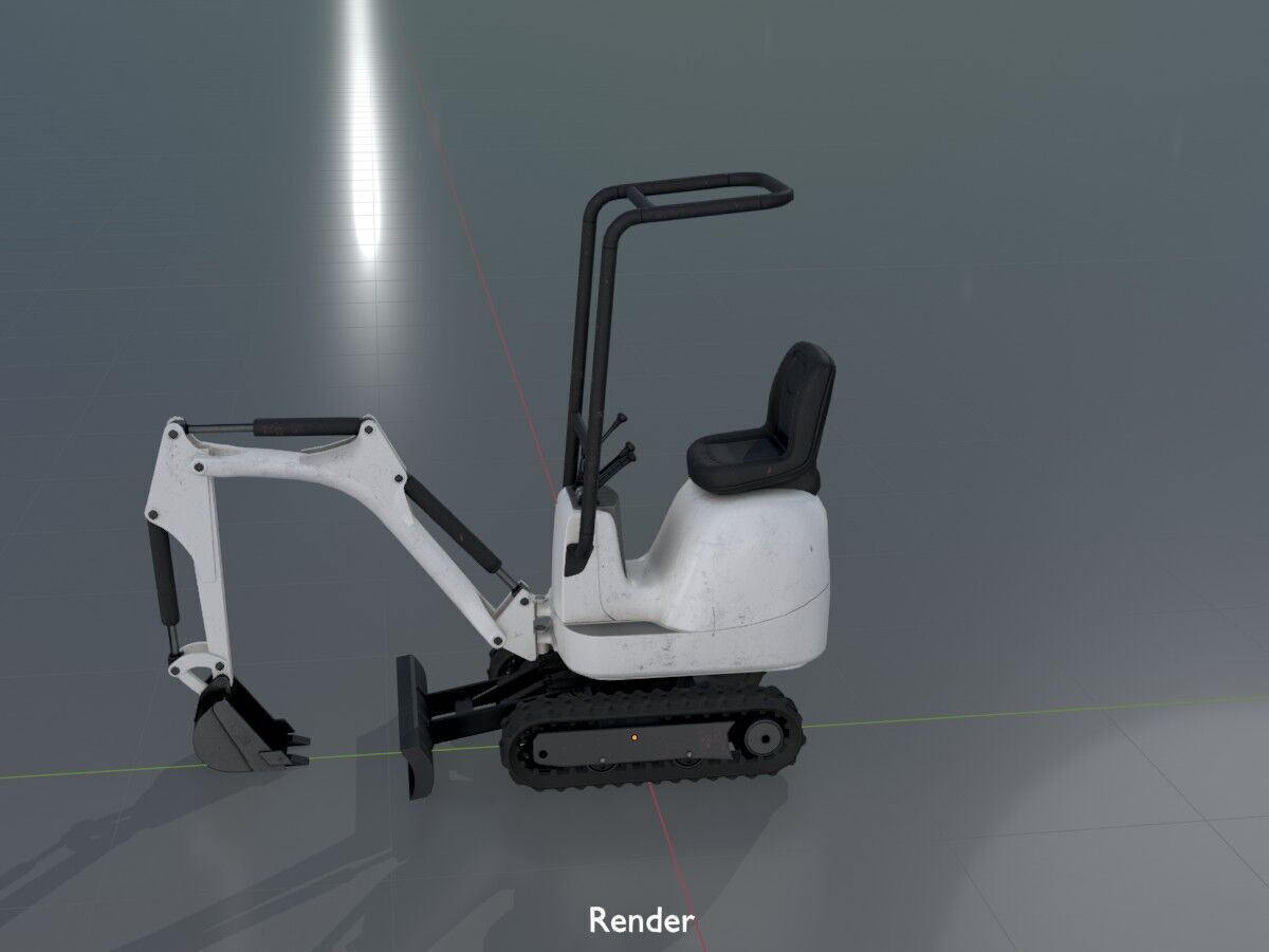 Mini-Digger White Low-poly 3D model_16