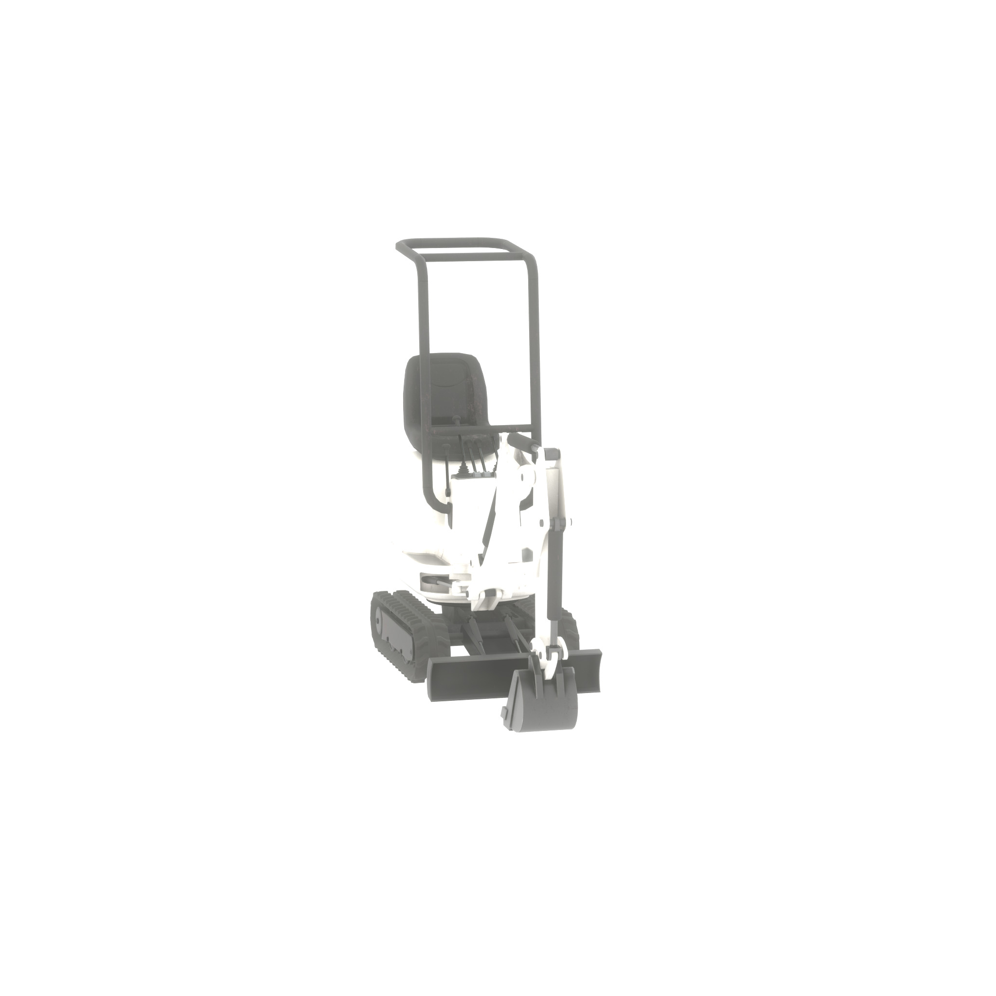 Mini-Digger White Low-poly 3D model_54