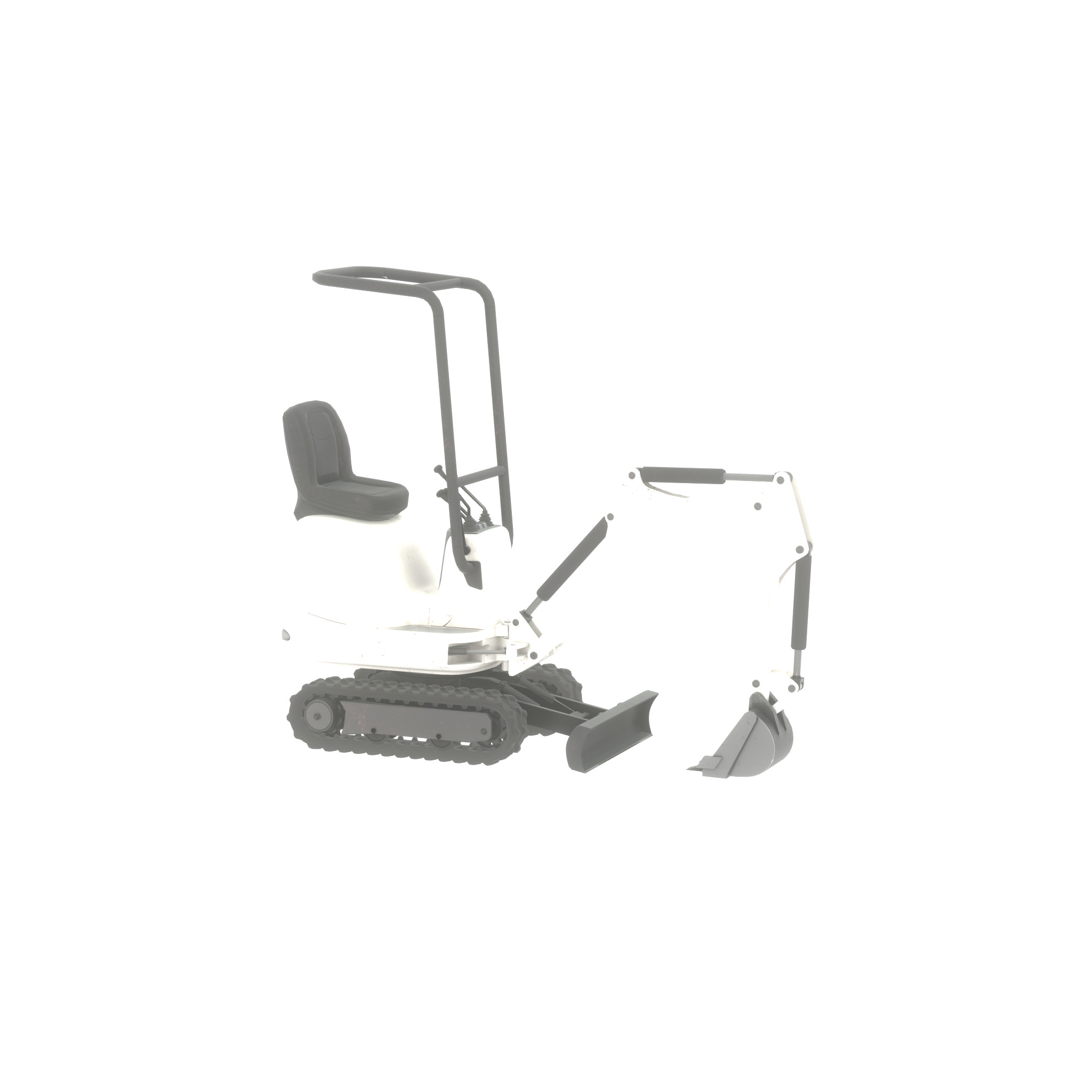 Mini-Digger White Low-poly 3D model_52