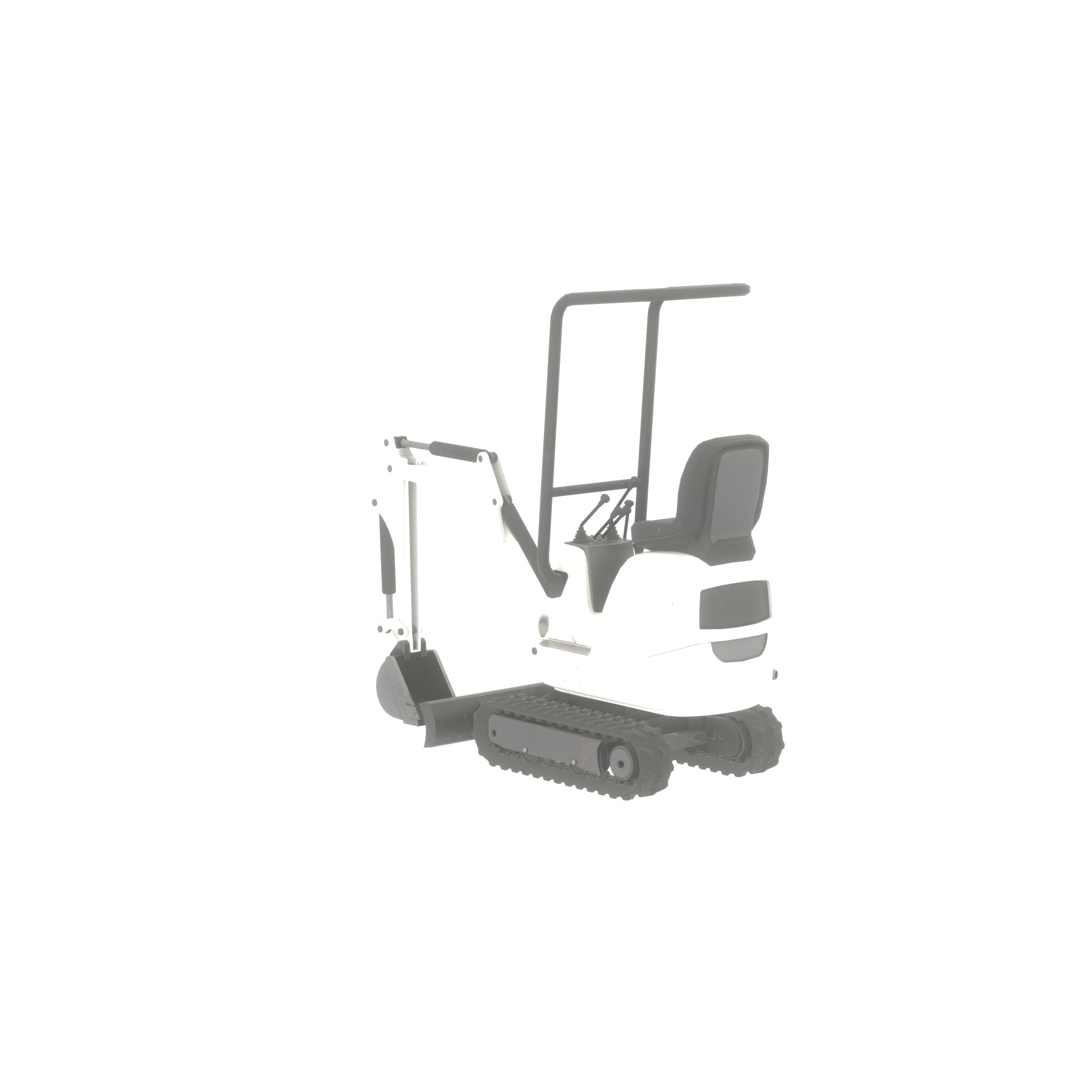 Mini-Digger White Low-poly 3D model_34