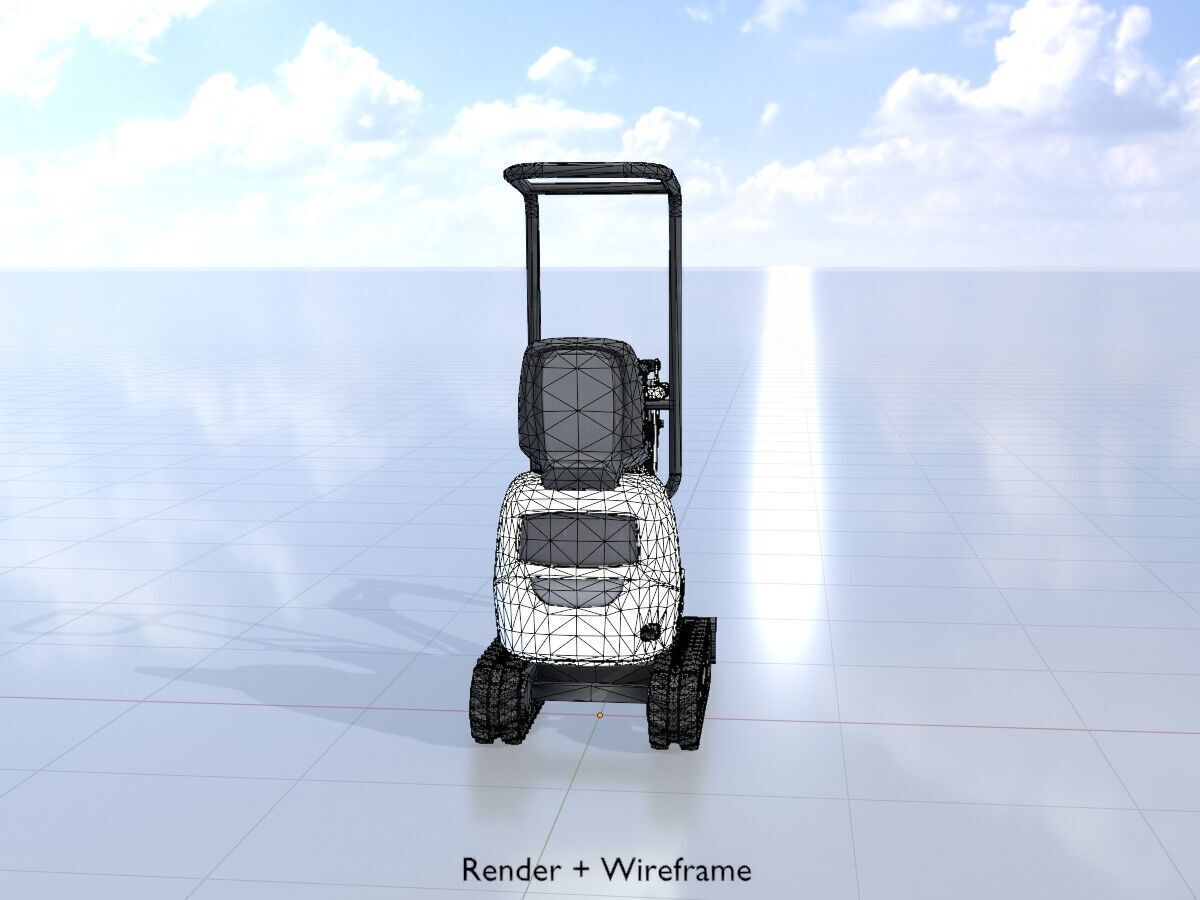 Mini-Digger White Low-poly 3D model_5