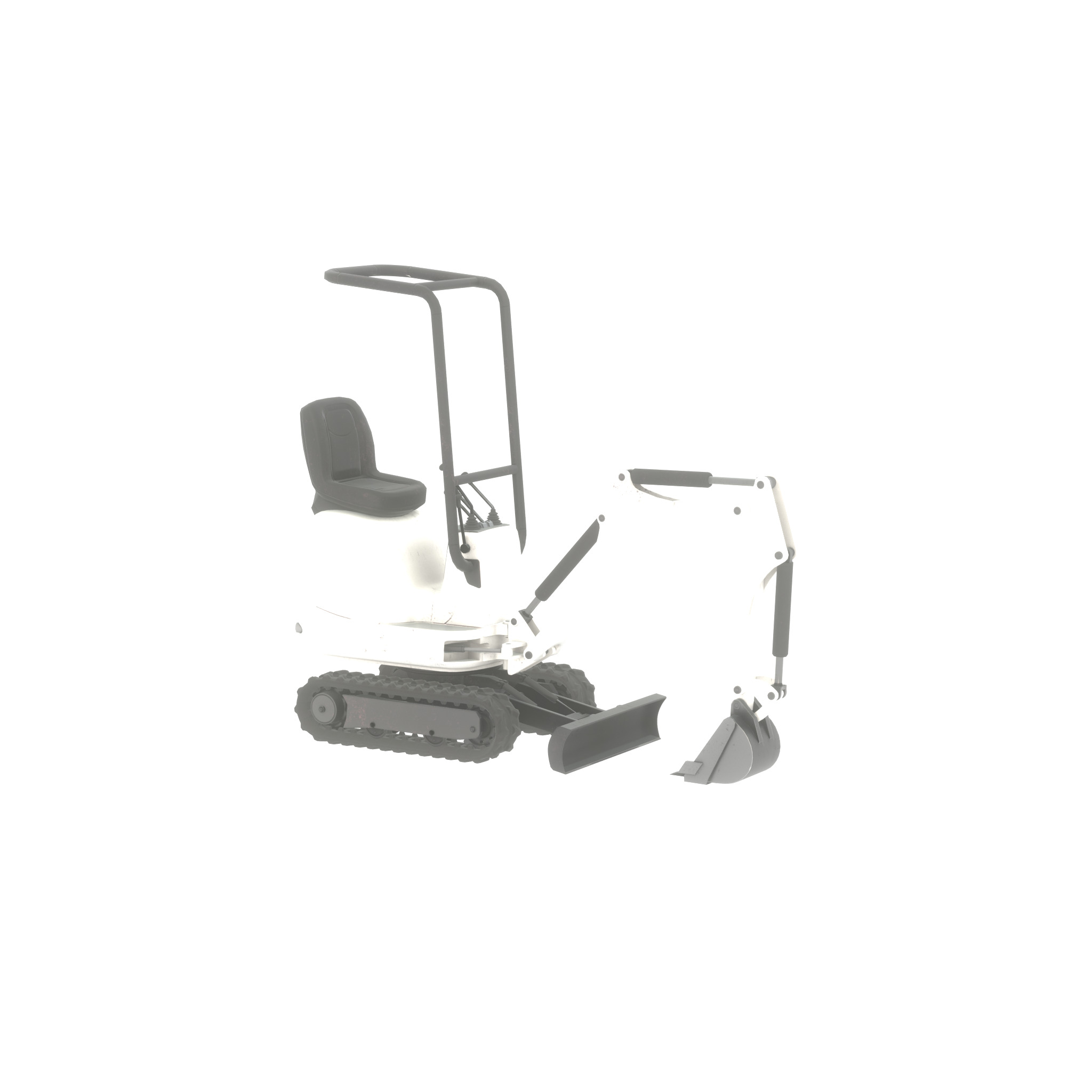 Mini-Digger White Low-poly 3D model_53