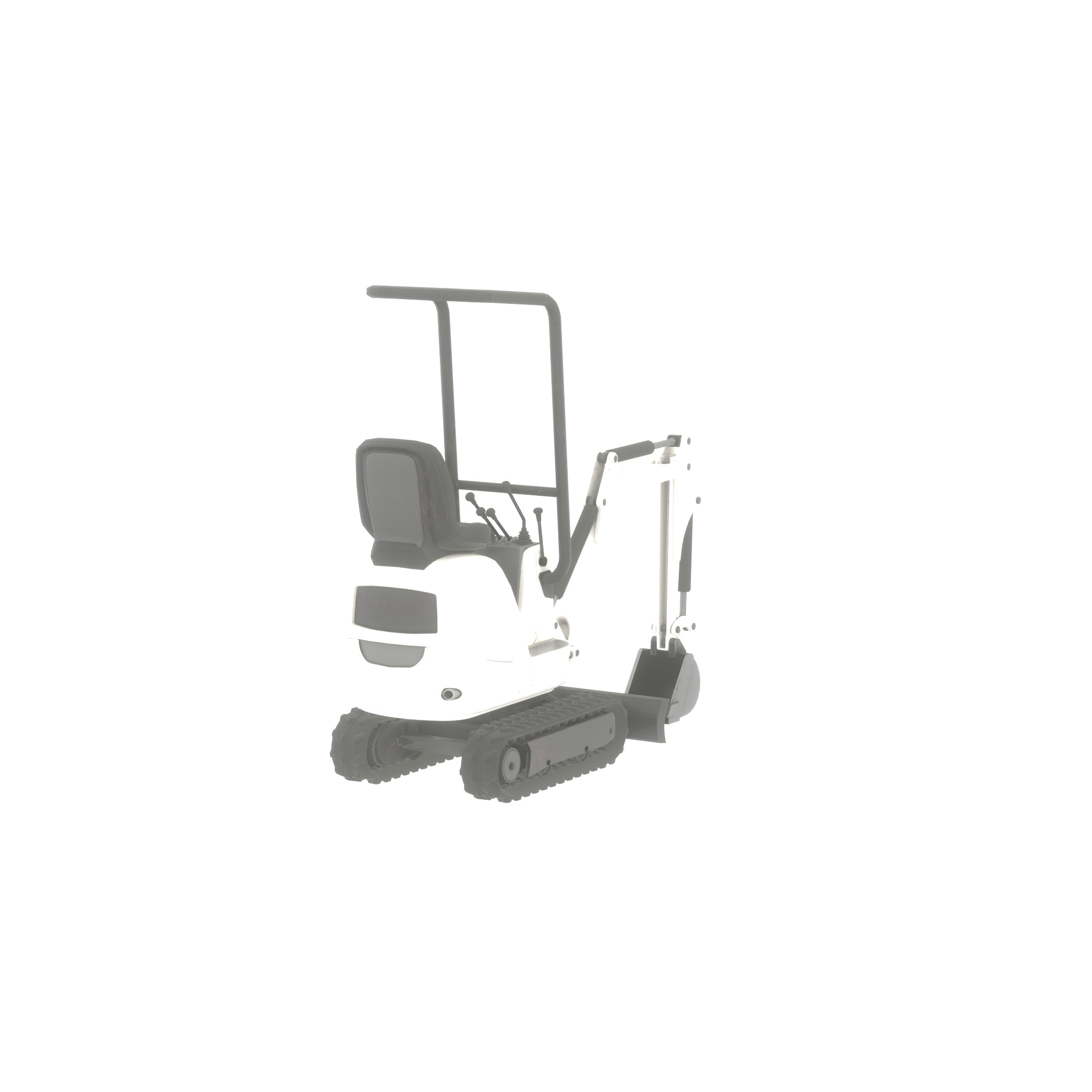 Mini-Digger White Low-poly 3D model_42