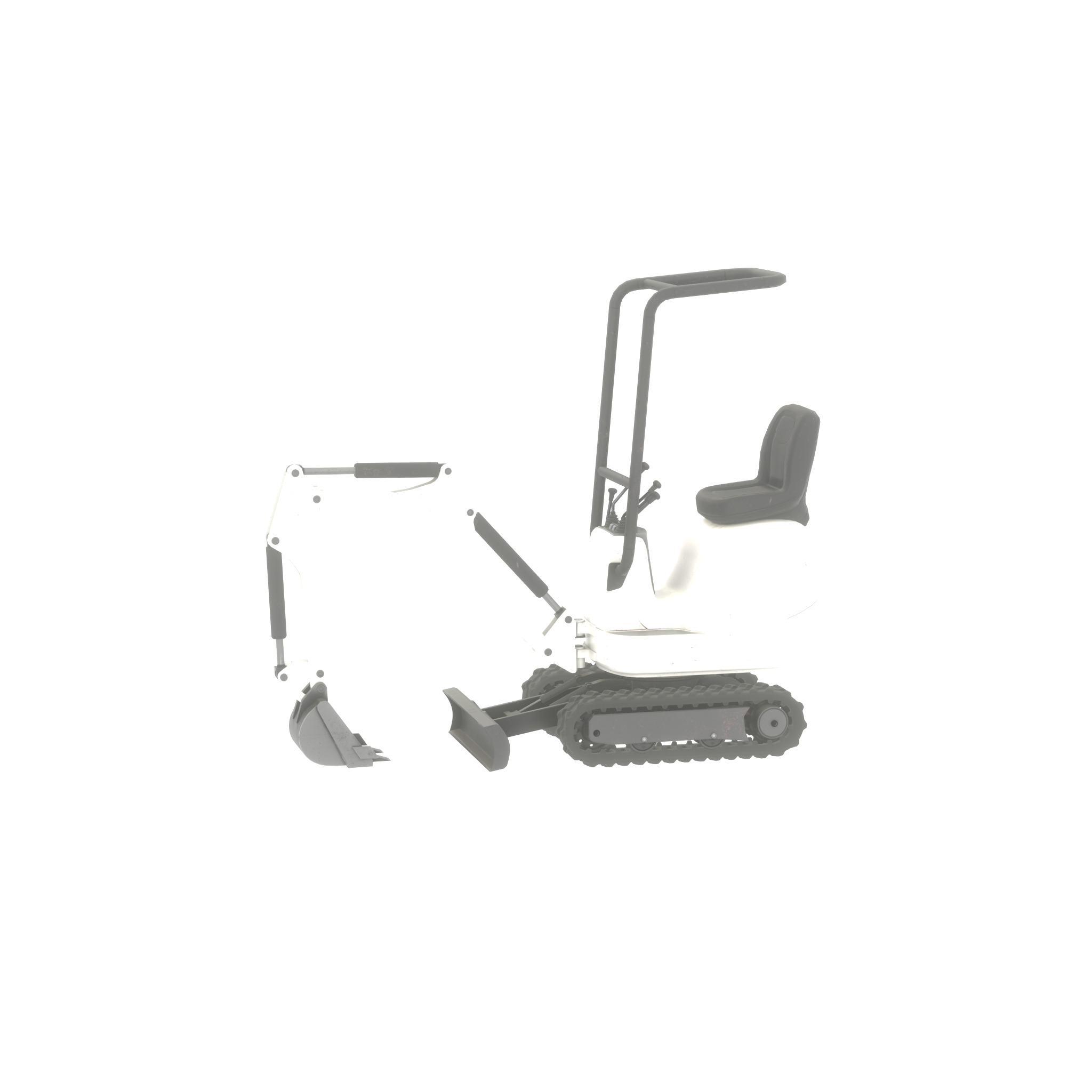 Mini-Digger White Low-poly 3D model_26