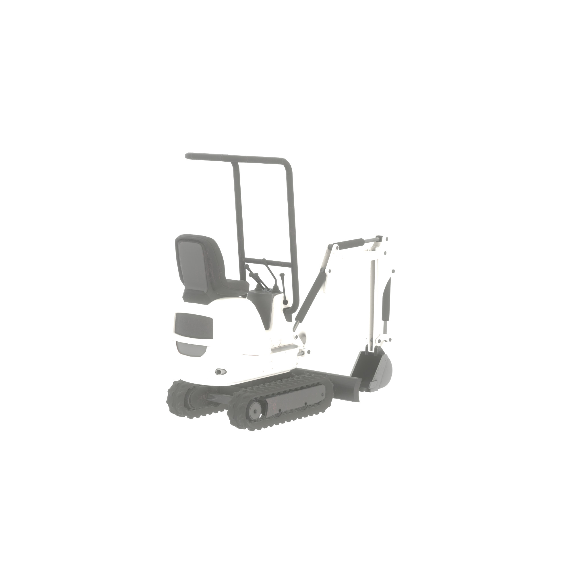 Mini-Digger White Low-poly 3D model_44